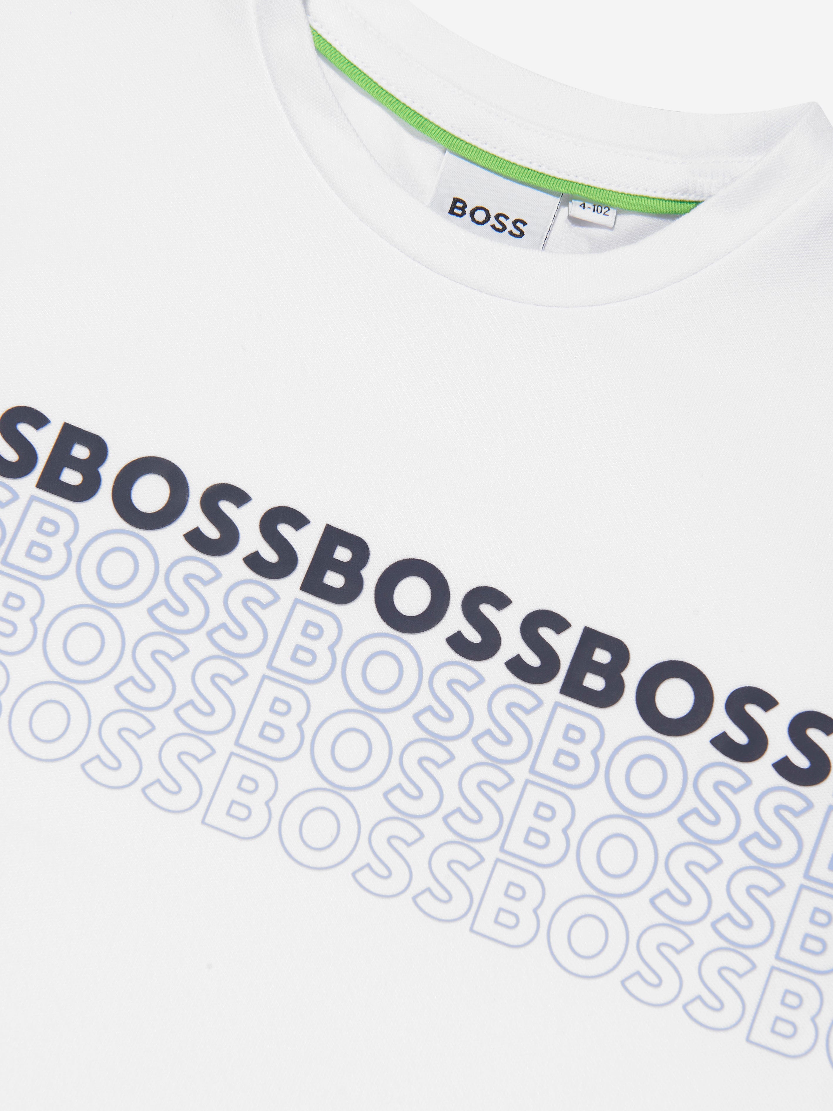 BOSS Boys Logo Print T-Shirt In White