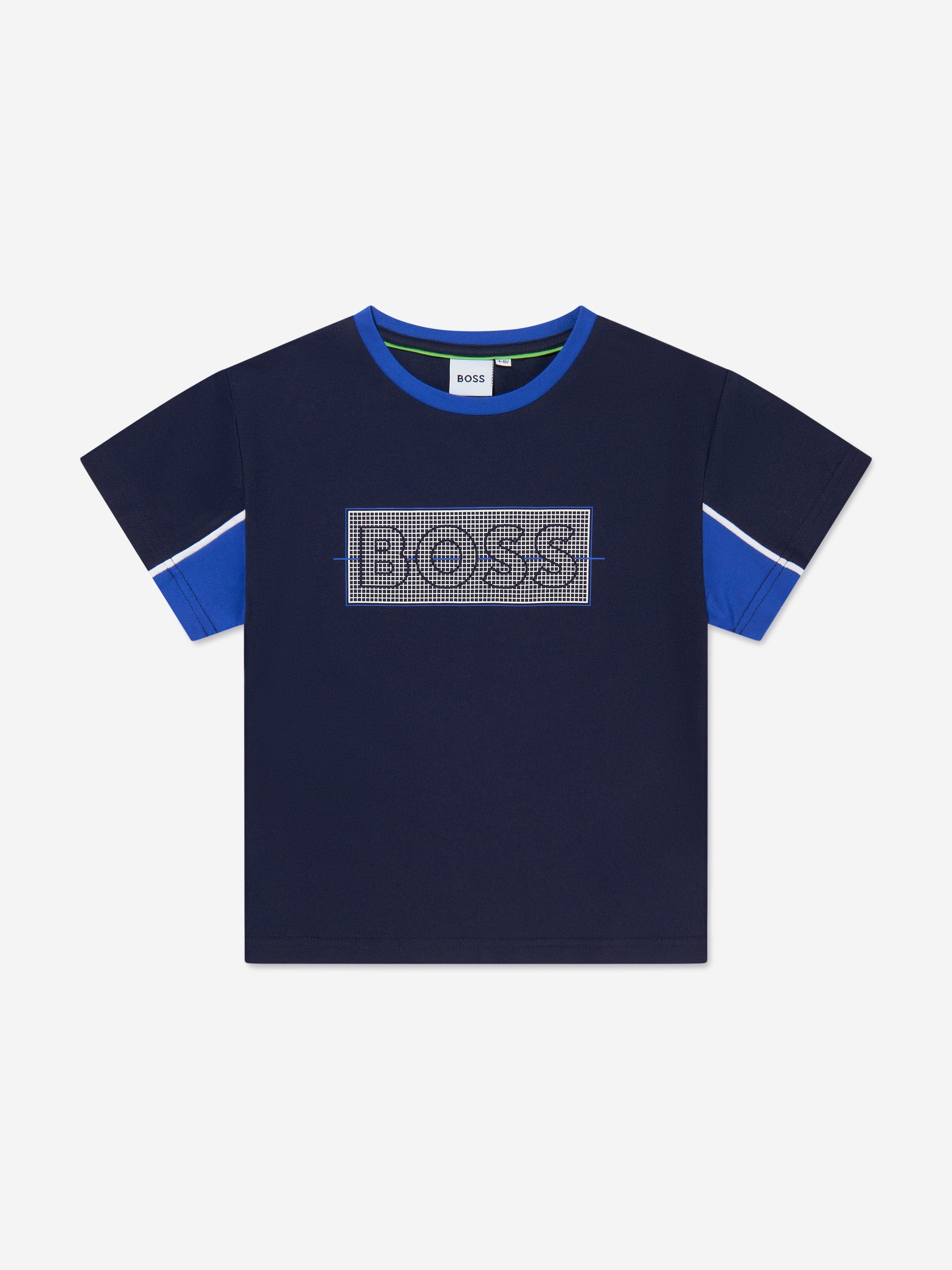 BOSS Boys Logo T-Shirt In Navy