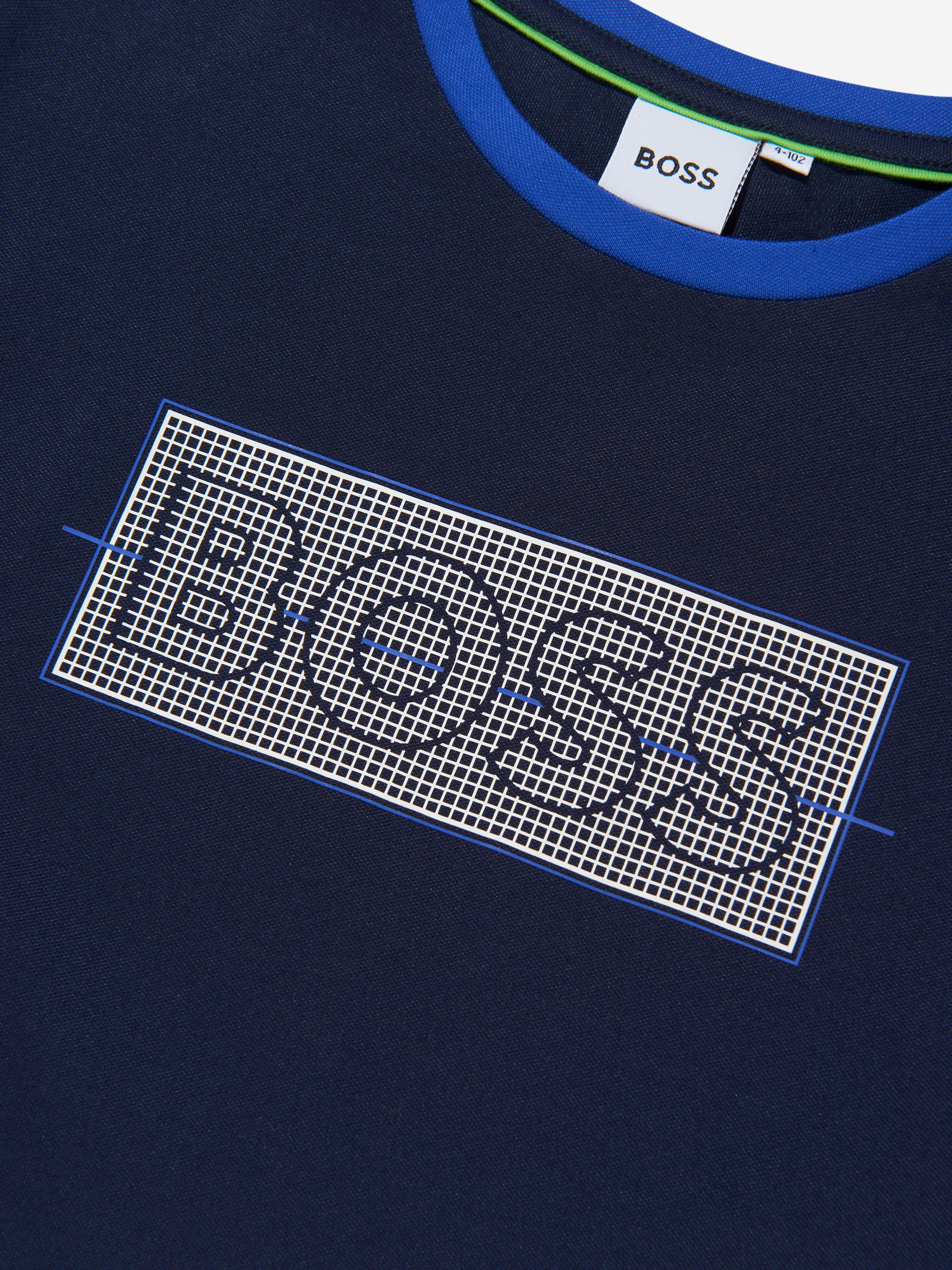 BOSS Boys Logo T-Shirt In Navy