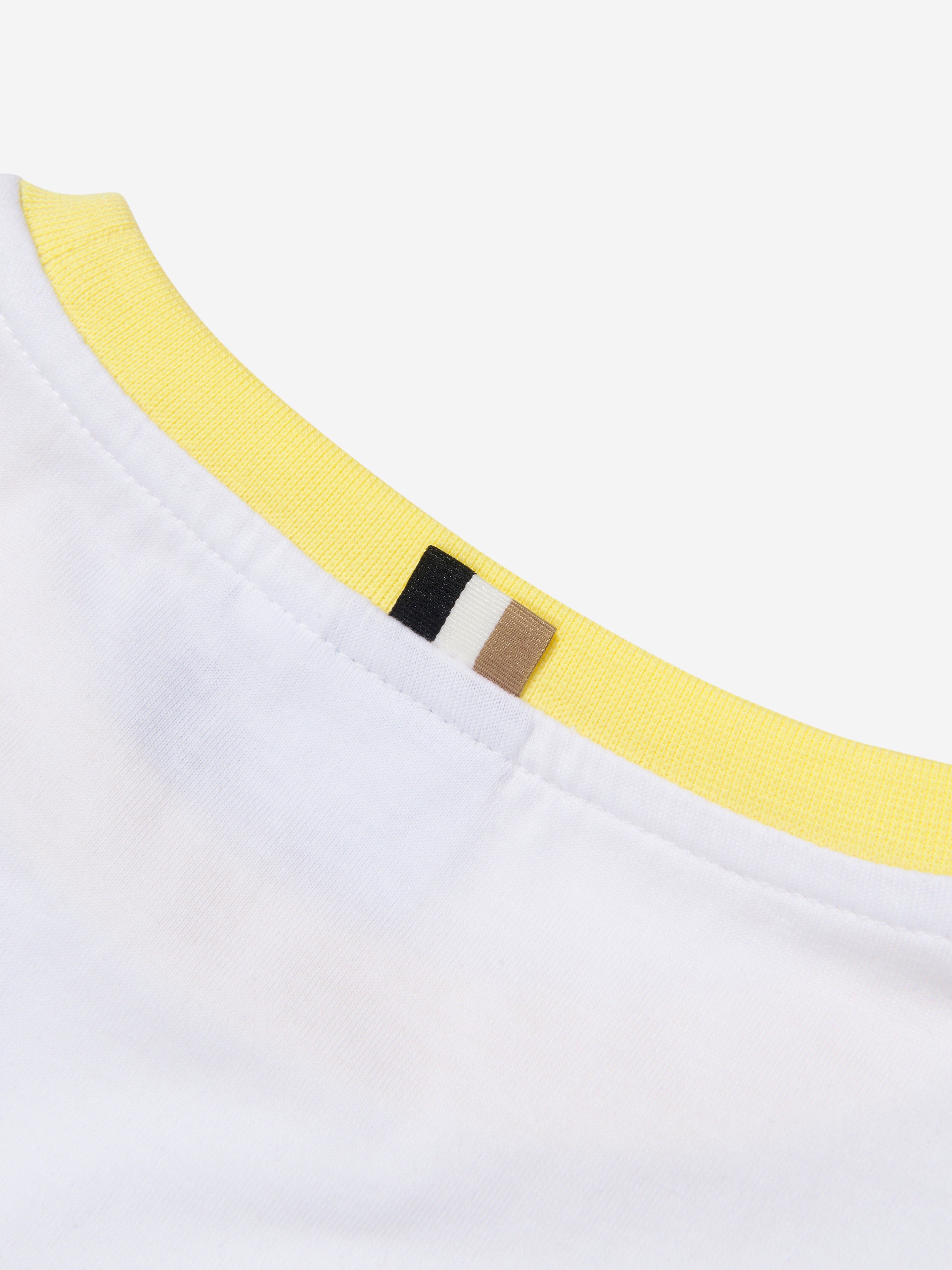 BOSS Boys Colourblock Logo T-Shirt In White