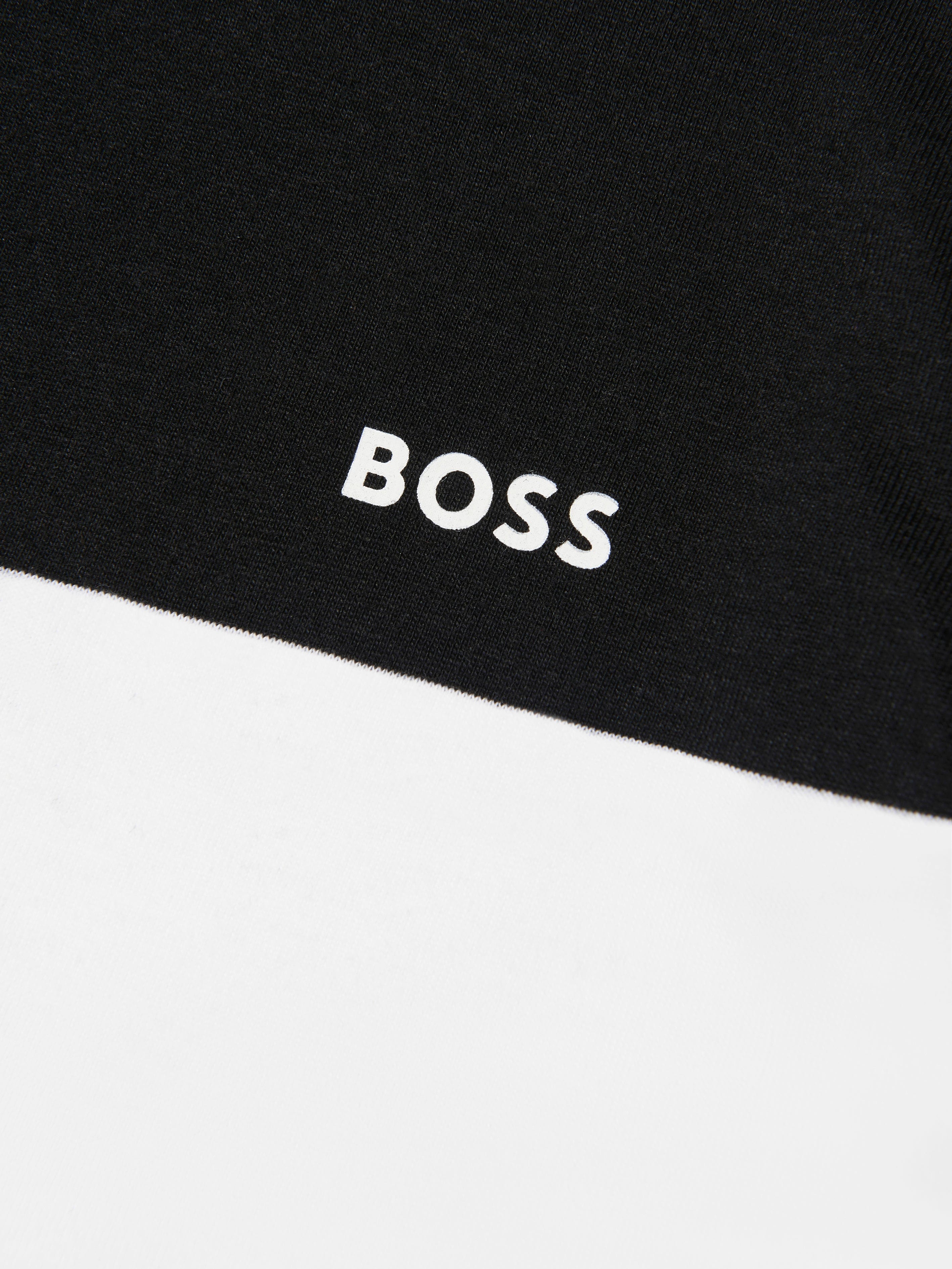 BOSS Boys Striped Logo T-Shirt In Black