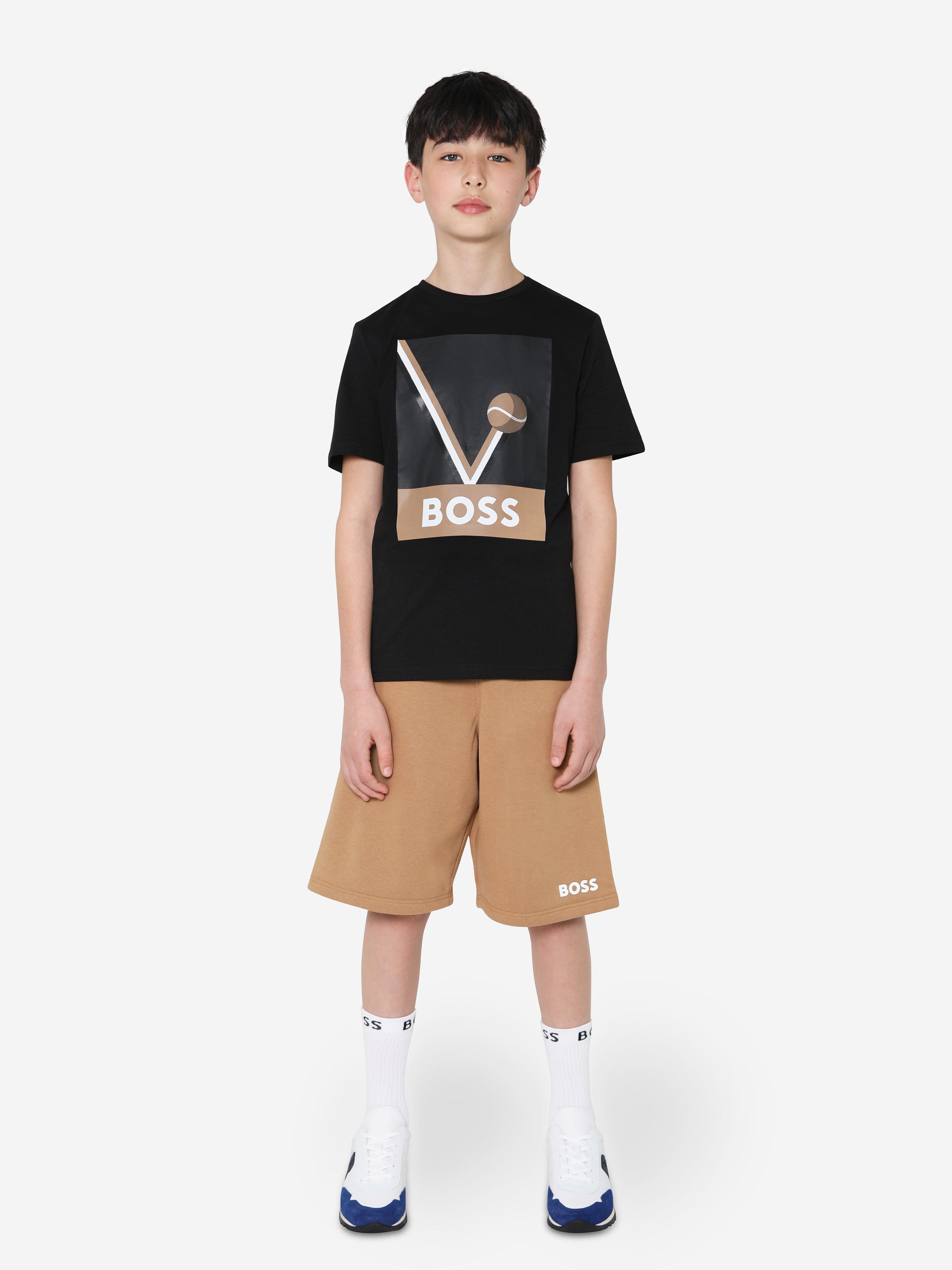 BOSS Boys Tennis Ball T-Shirt In Black