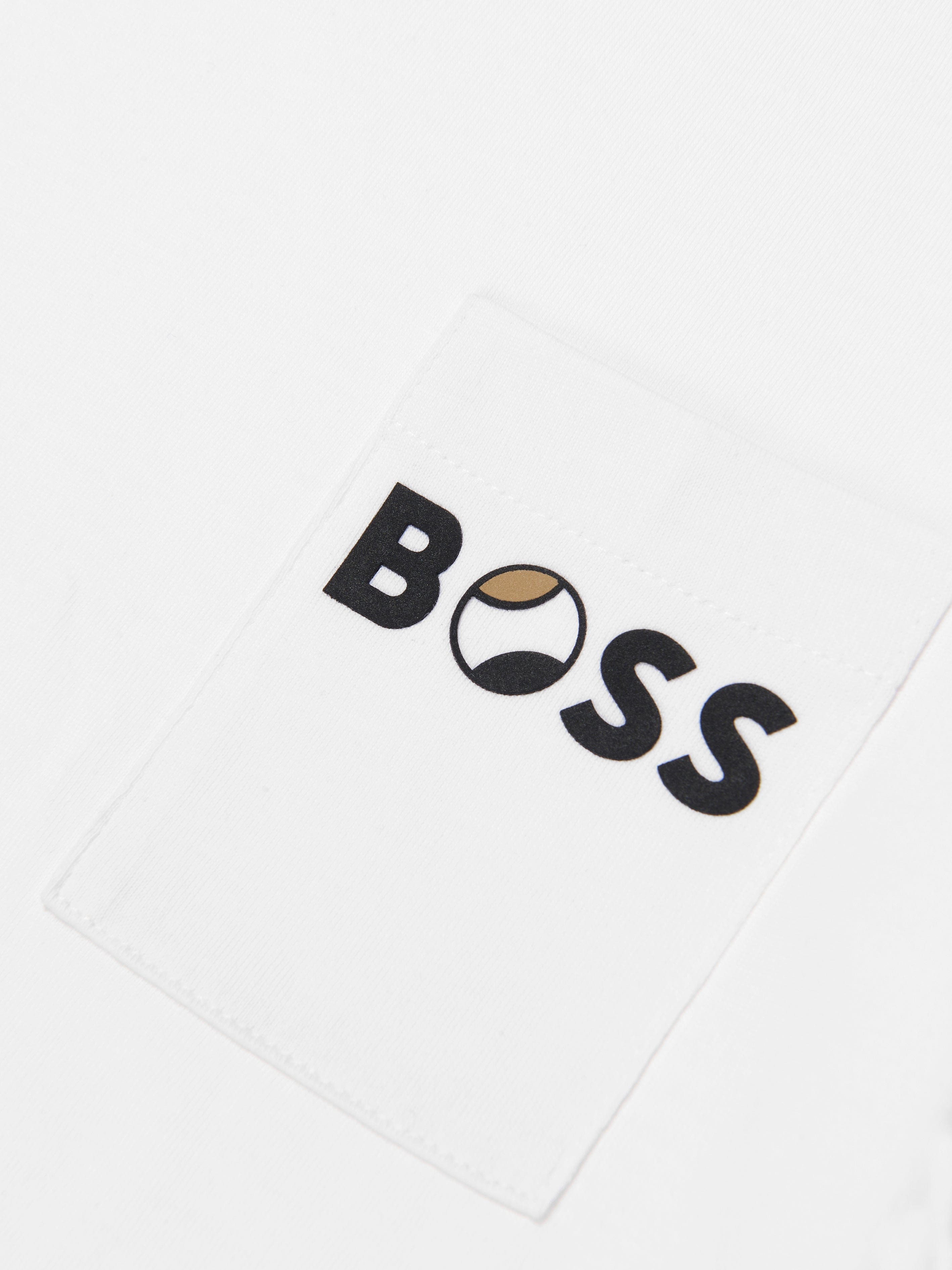 BOSS Boys Logo Print T-Shirt In White