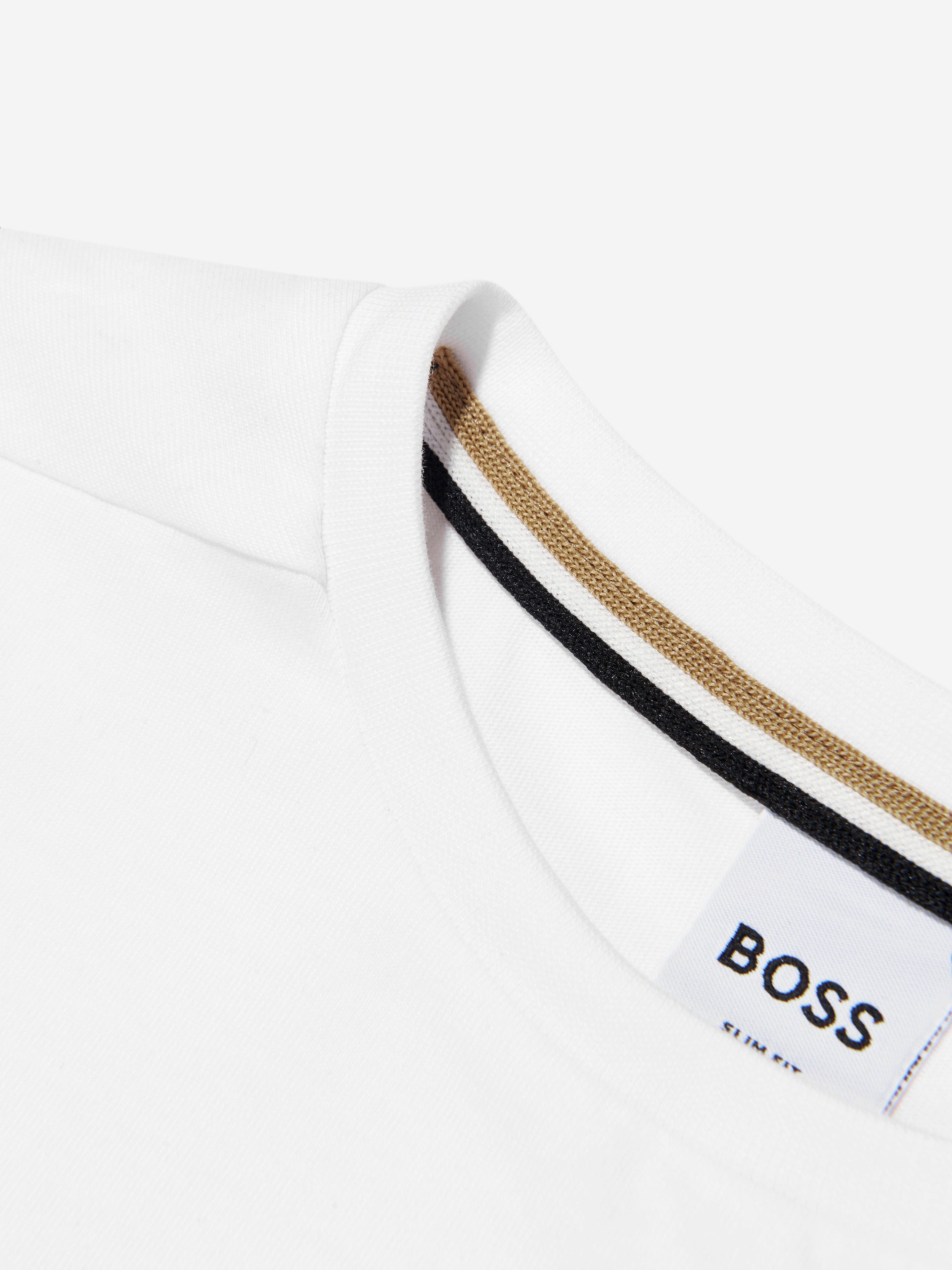 BOSS Boys Logo Print T-Shirt In White