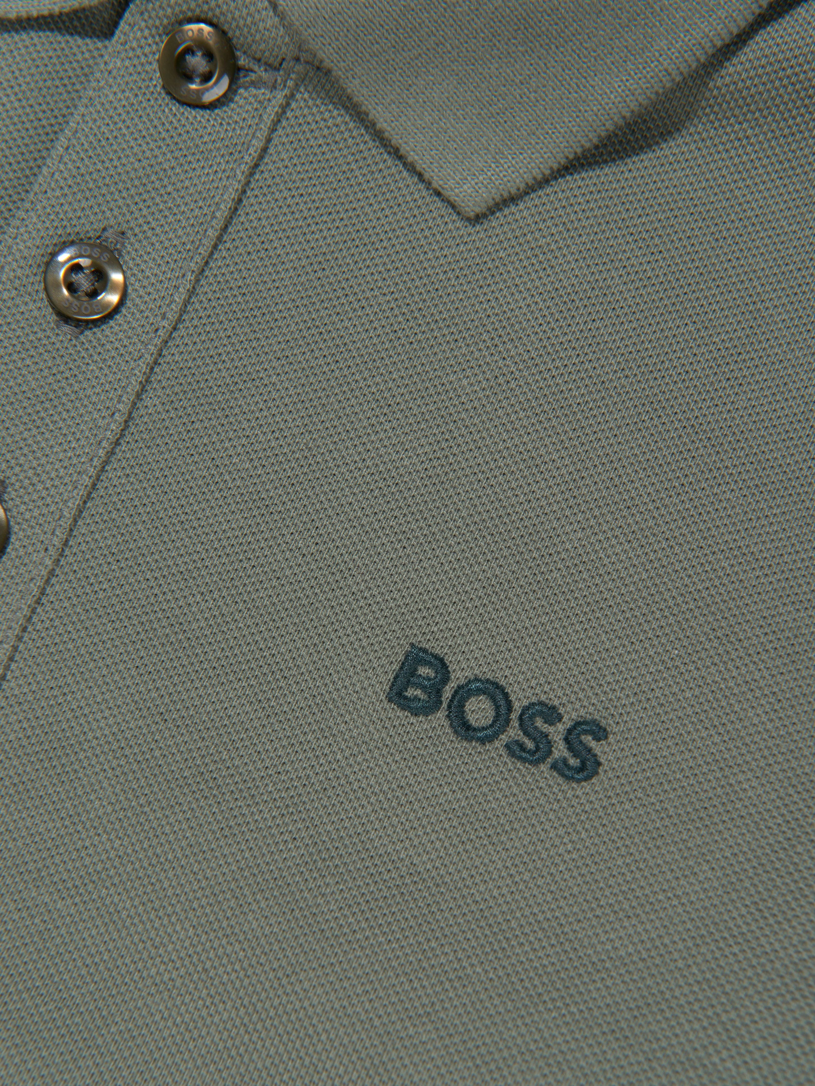 BOSS Boys Logo Polo Shirt In Green