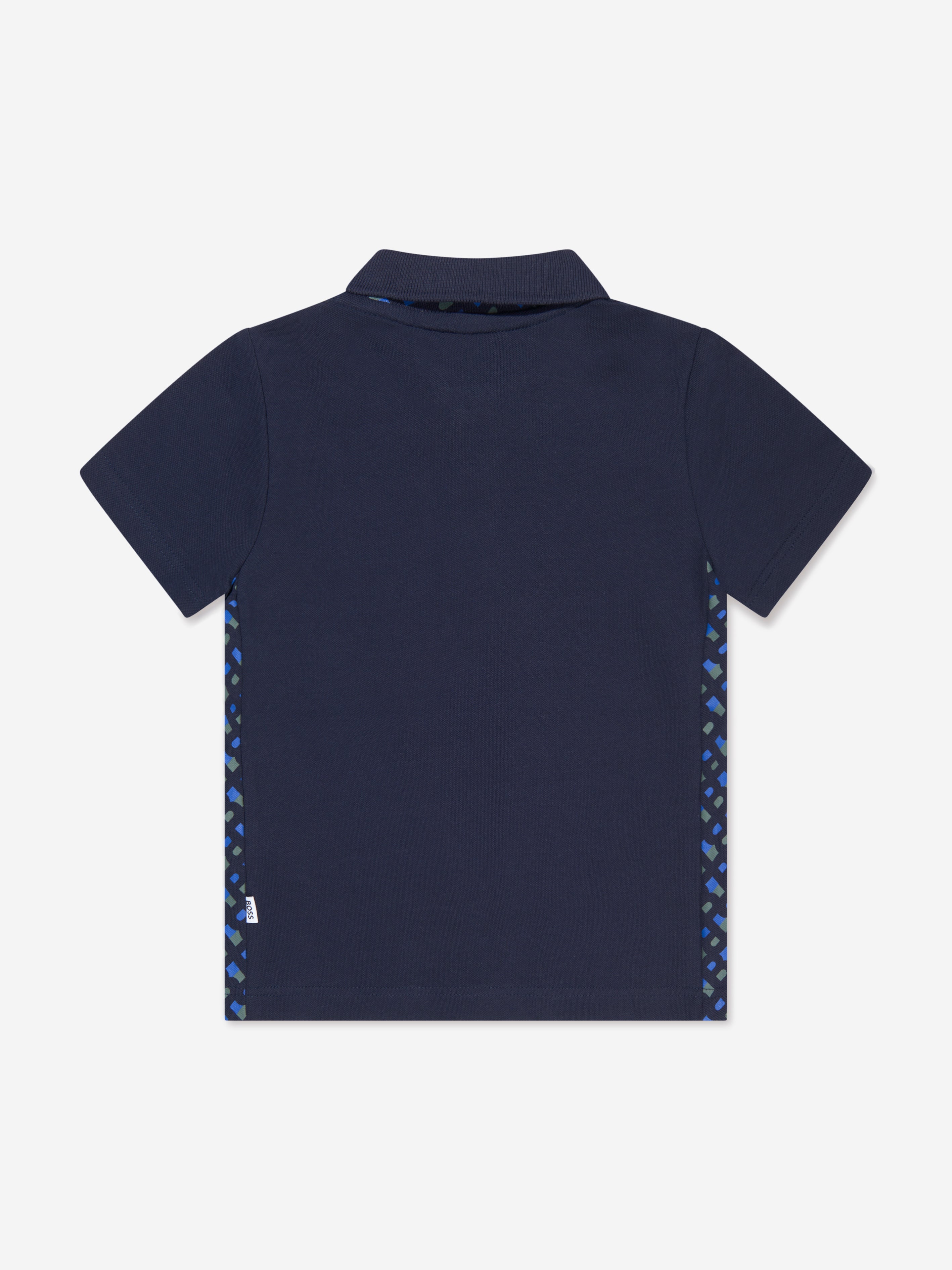 BOSS Boys Monogram Trim Polo Shirt In Navy