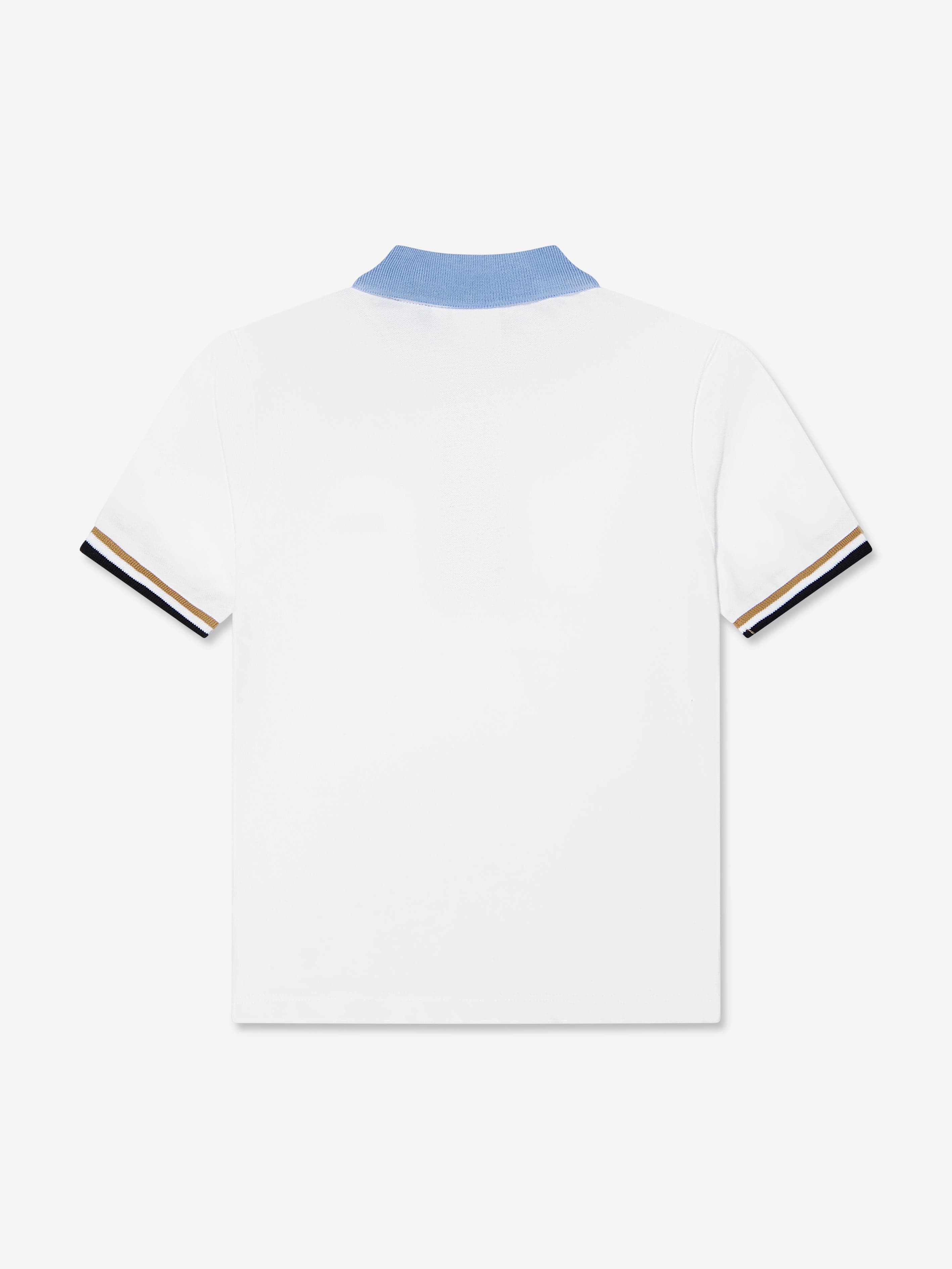 BOSS Boys Logo Polo Shirt In White