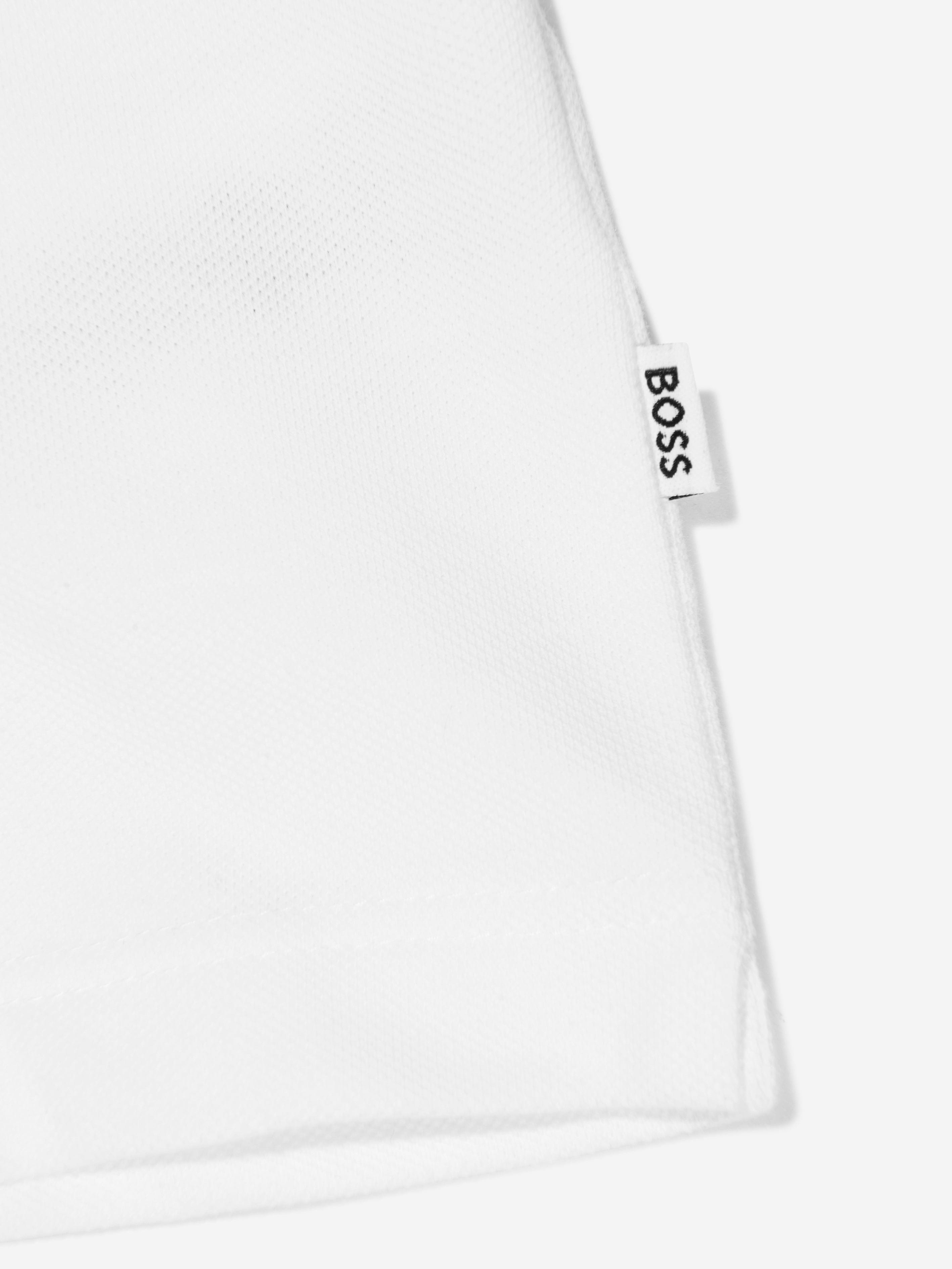 BOSS Boys Logo Polo Shirt In White