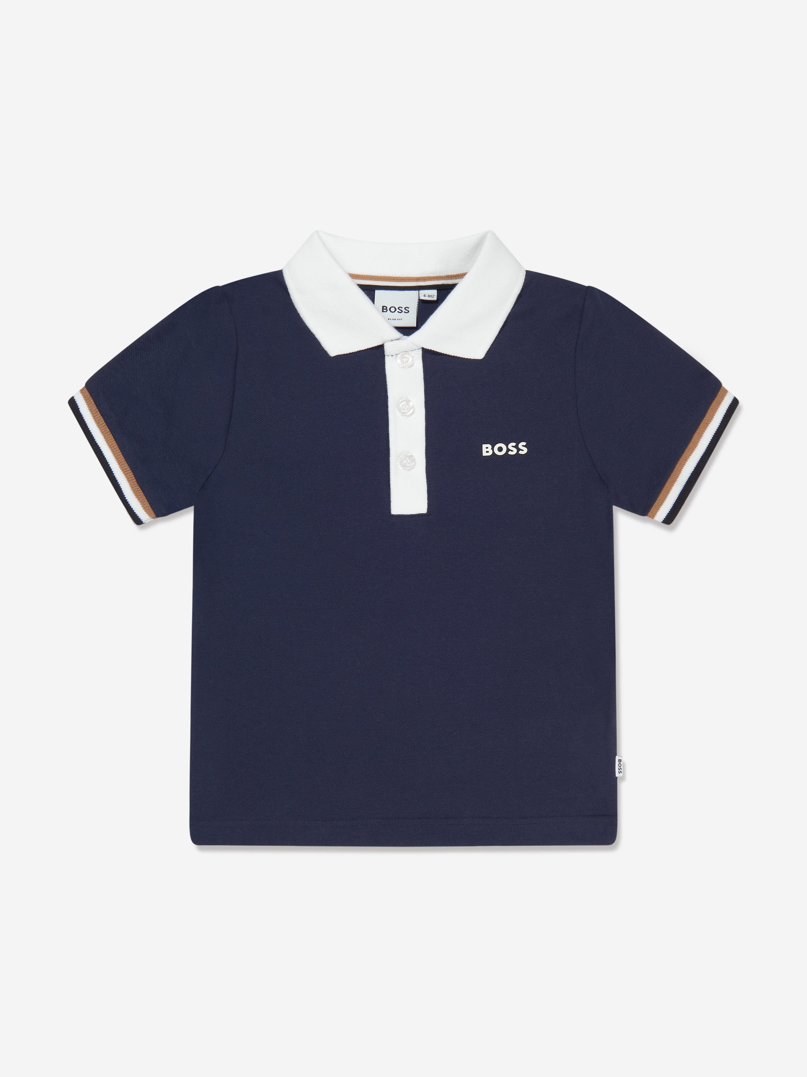 BOSS Boys Logo Polo Shirt In Navy