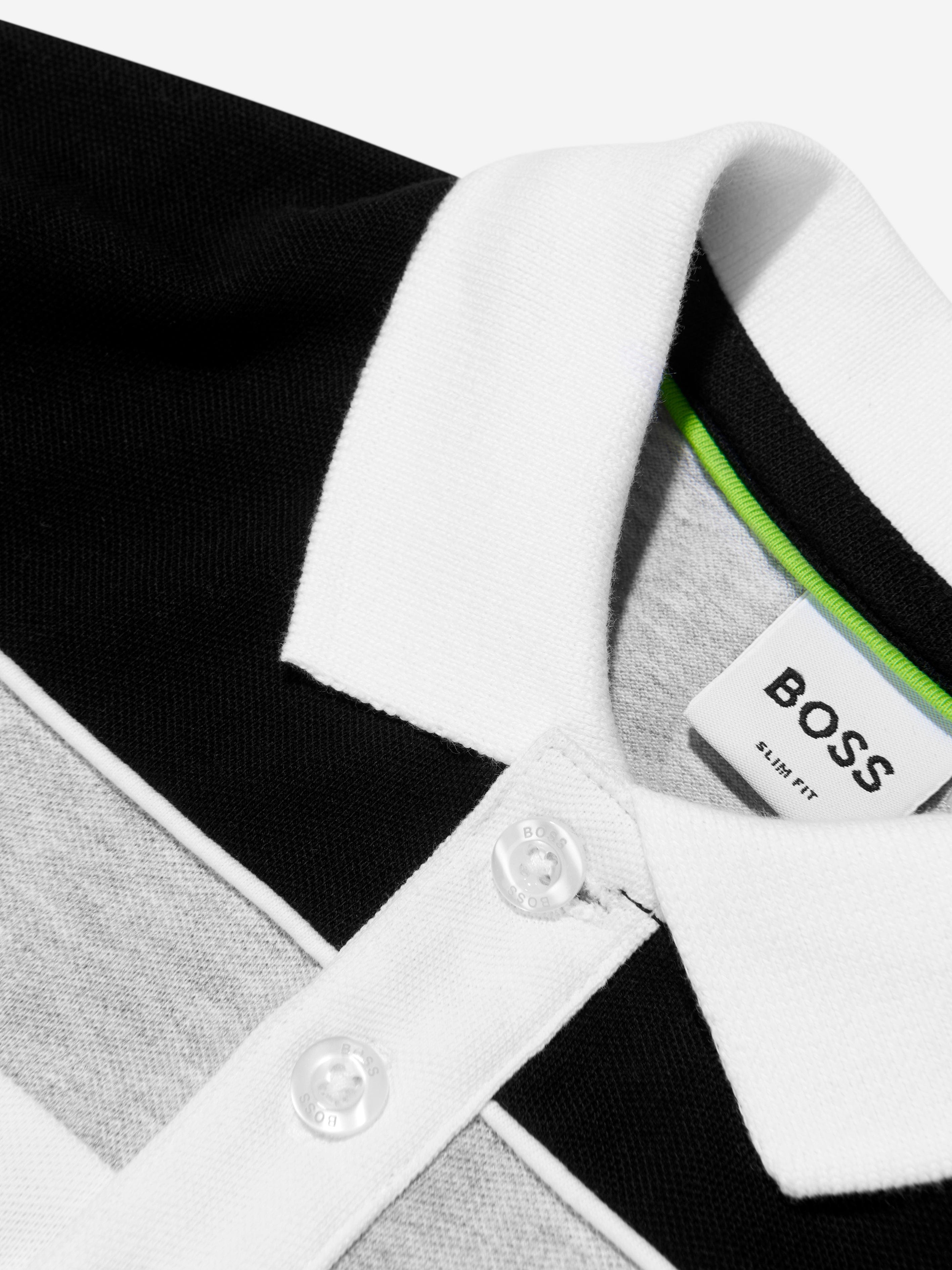 BOSS Boys Logo Polo Shirt In White