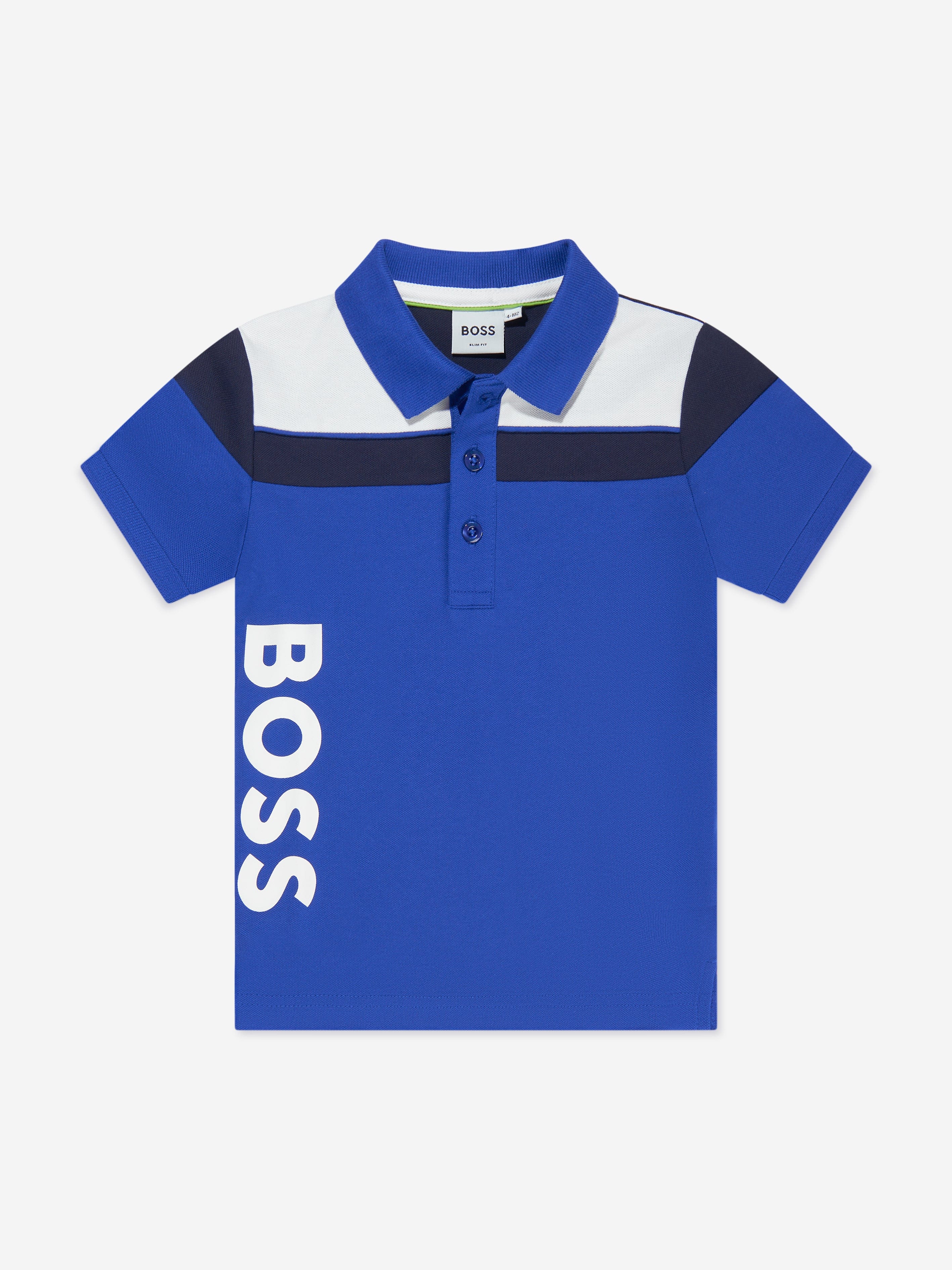 BOSS Boys Logo Polo Shirt In Blue