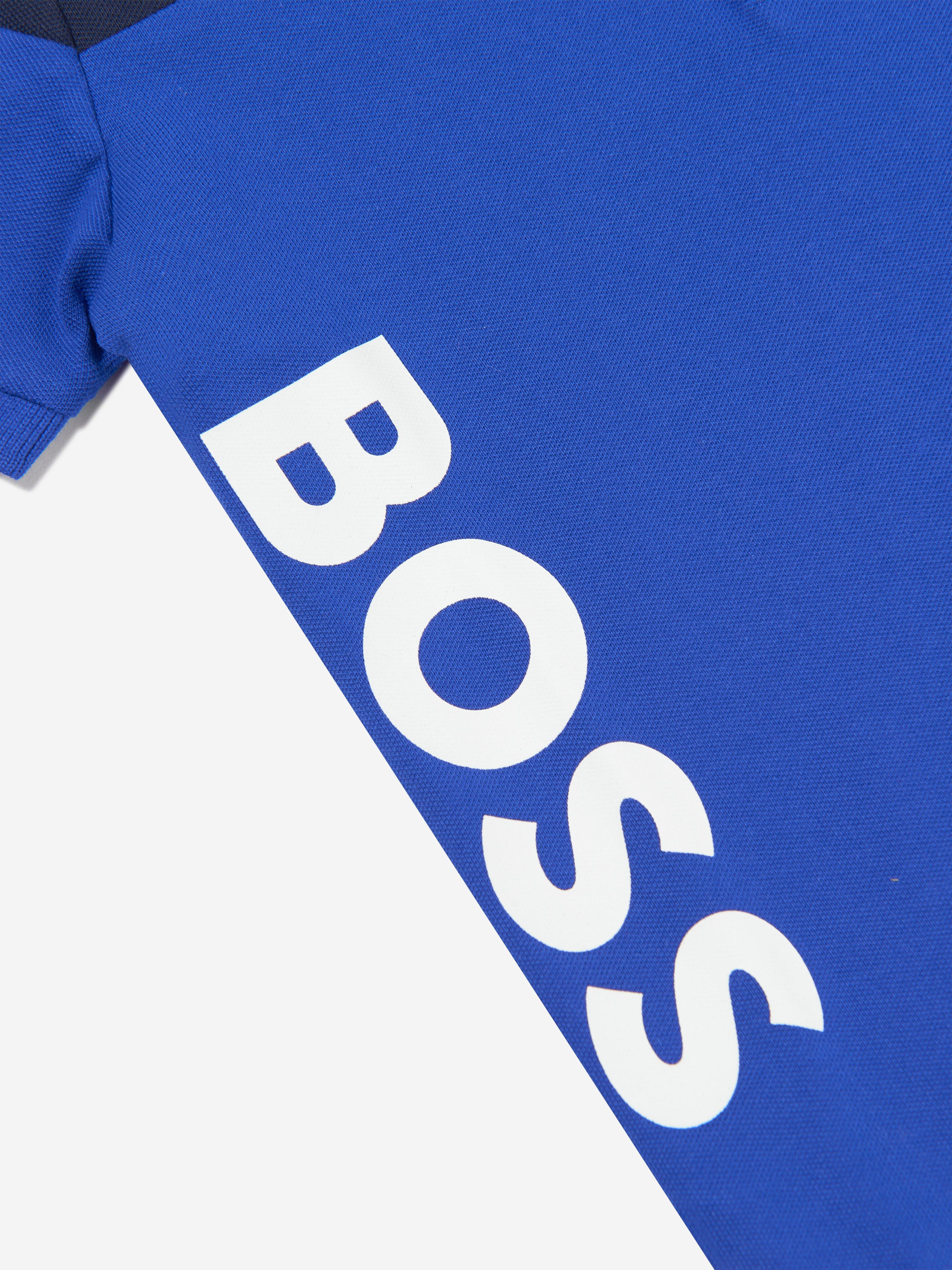 BOSS Boys Logo Polo Shirt In Blue