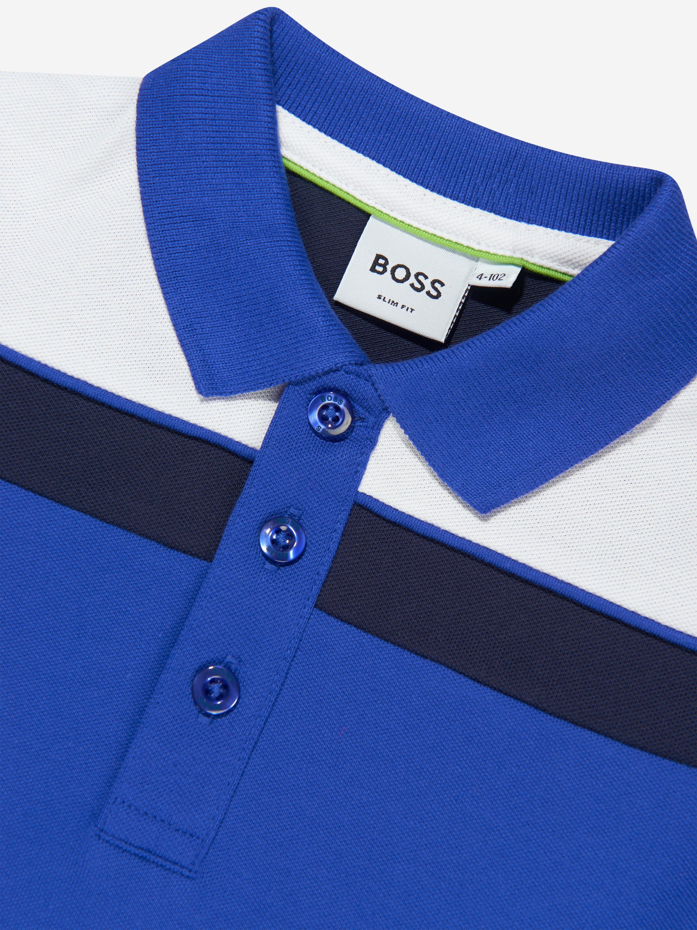 BOSS Boys Logo Polo Shirt In Blue