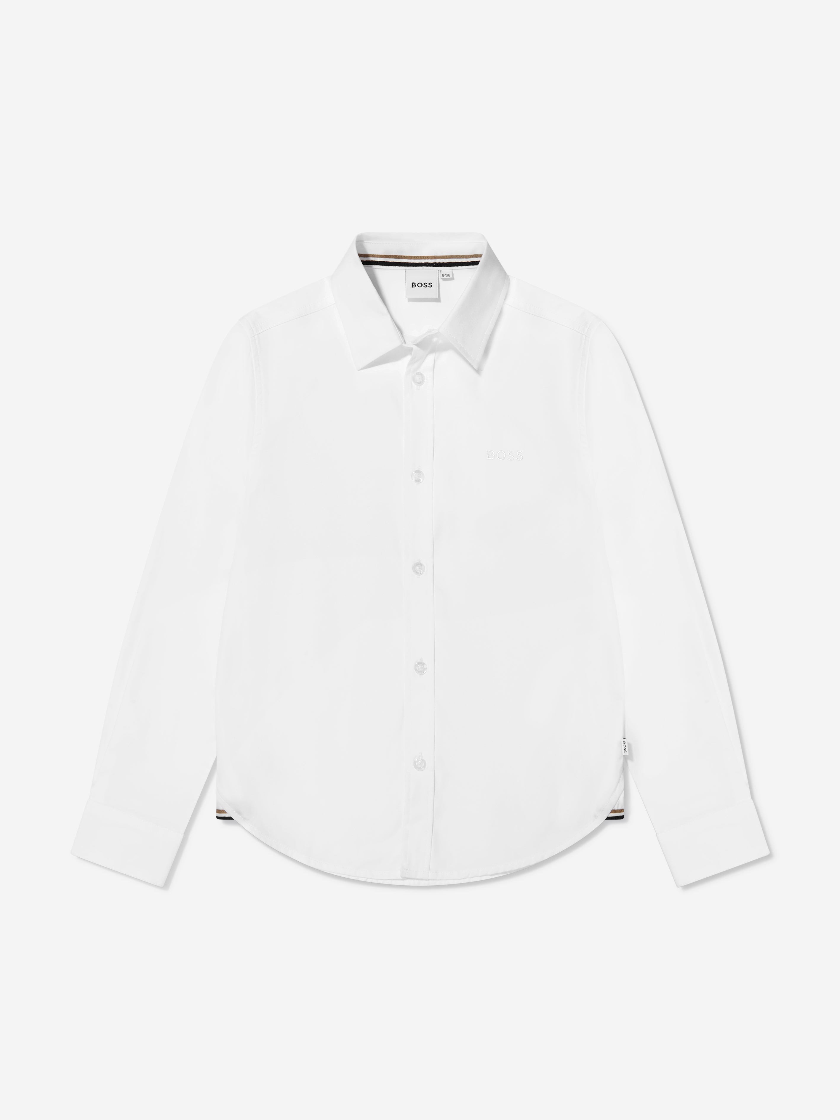 BOSS Boys Long Sleeve Oxford Shirt In White