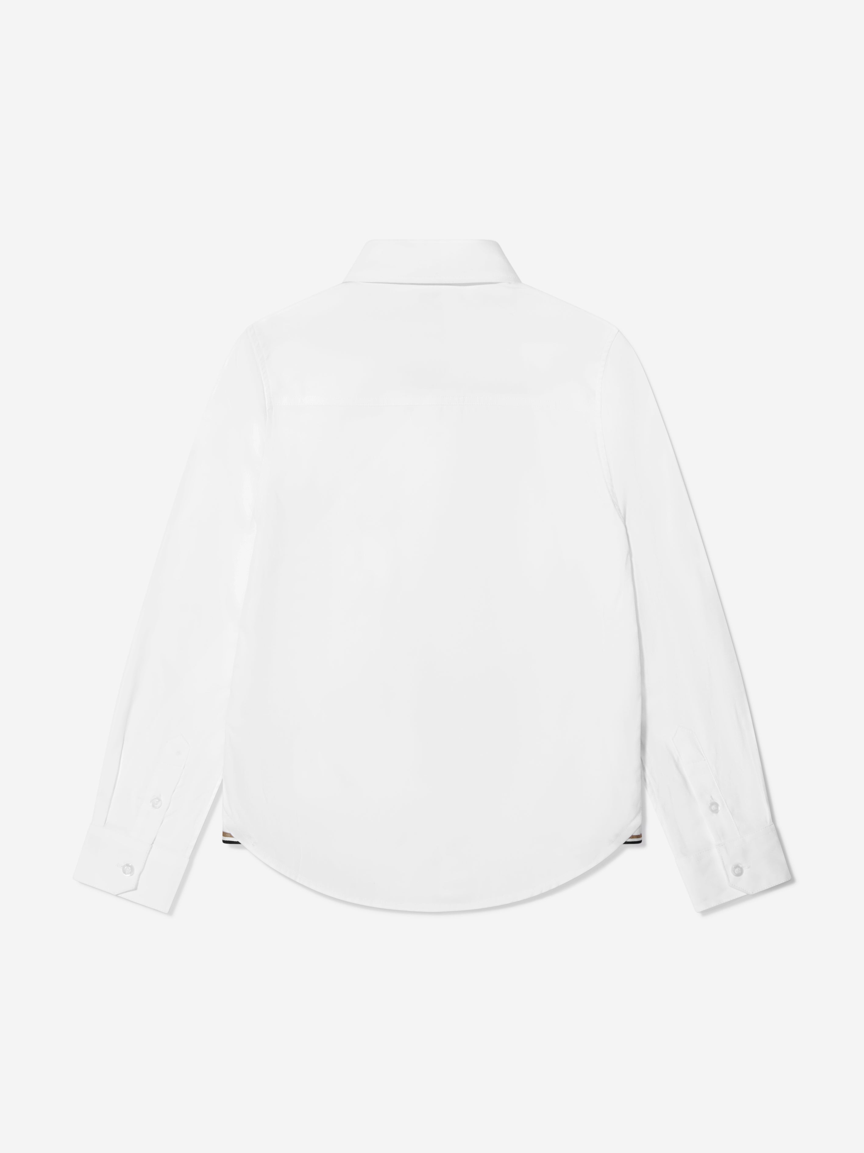 BOSS Boys Long Sleeve Oxford Shirt In White