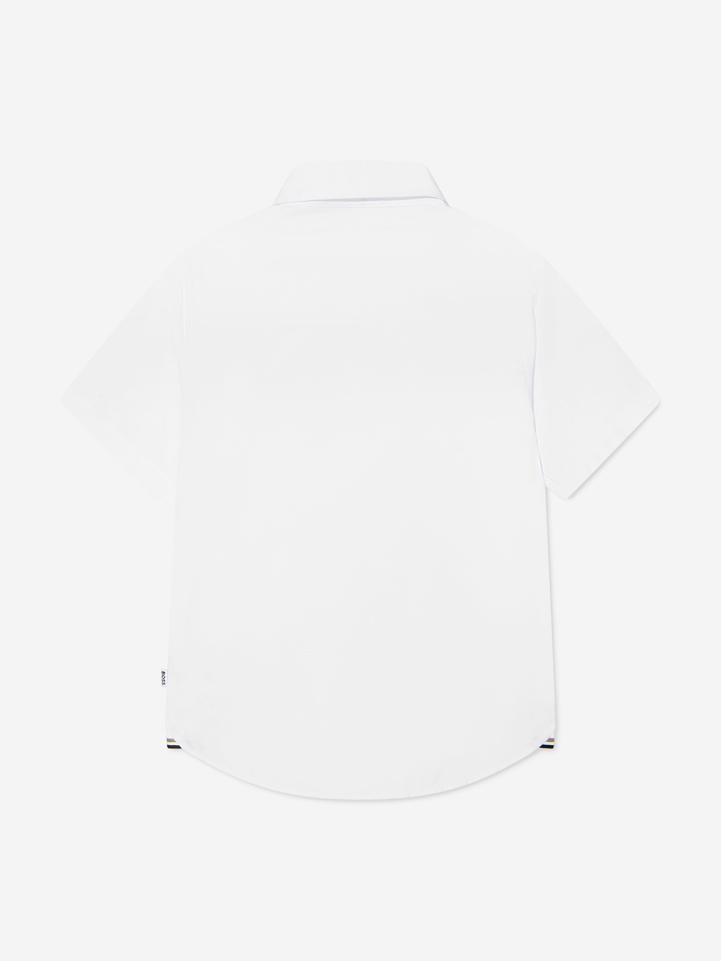 BOSS Boys Short Sleeve Oxford Shirt In White