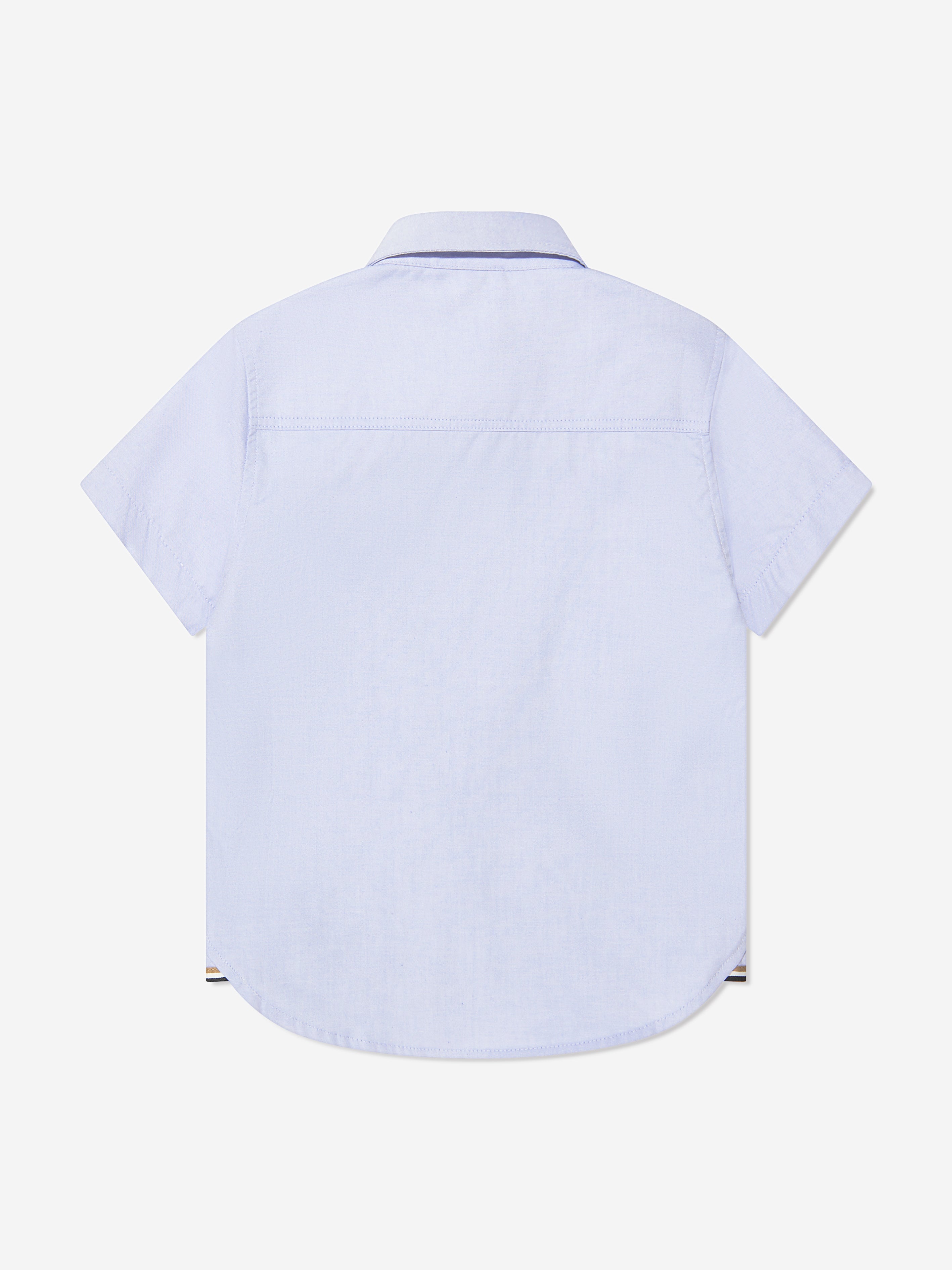 BOSS Boys Short Sleeve Oxford Shirt In Blue