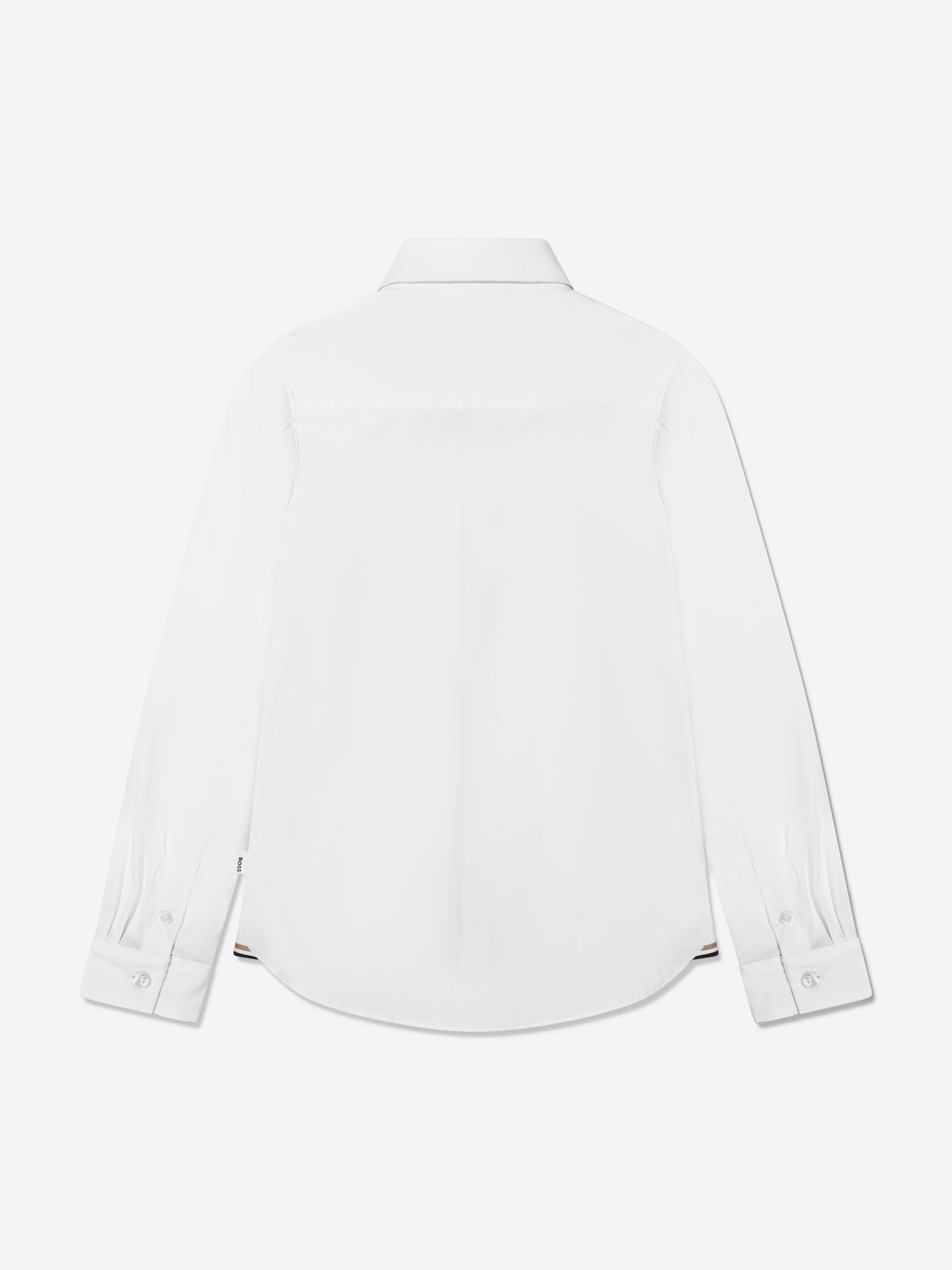 BOSS Boys Long Sleeve Logo Shirt In White