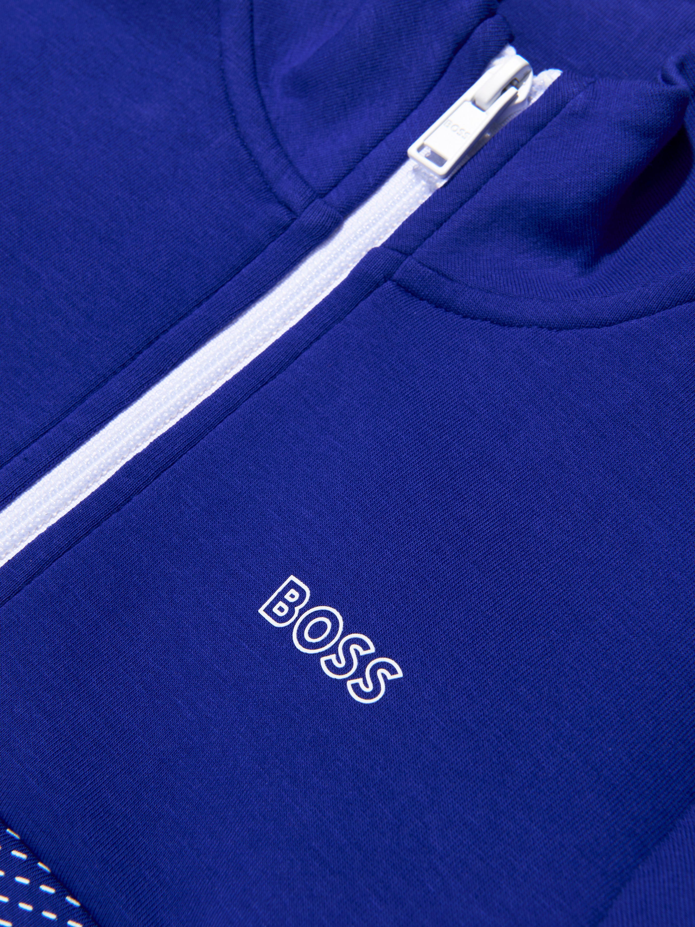 BOSS Boys Half Zip Sweatshirt In Blue