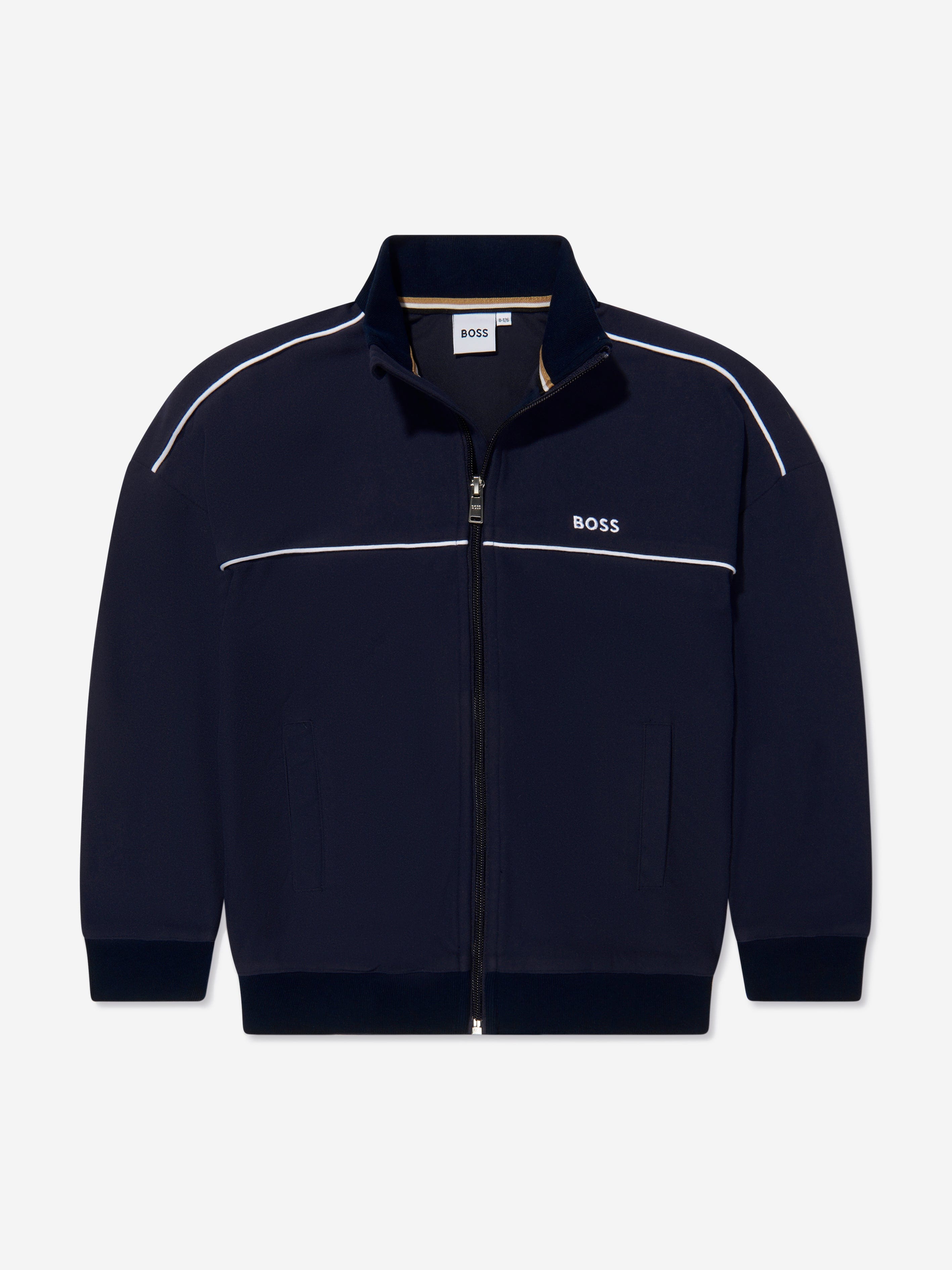 BOSS Boys Zip Up Sweatshirt In Navy