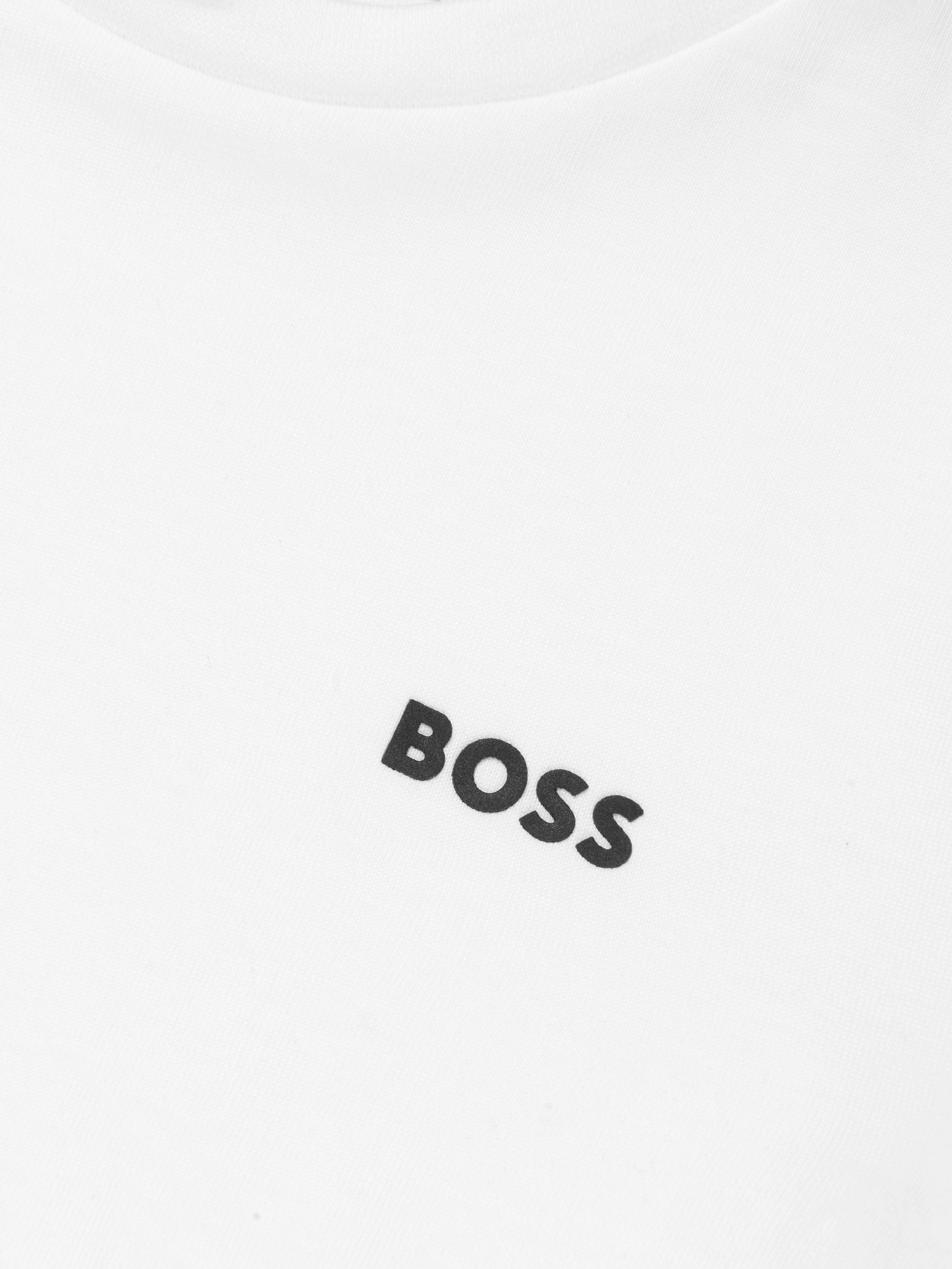 BOSS Boys Logo Print T-Shirt in White