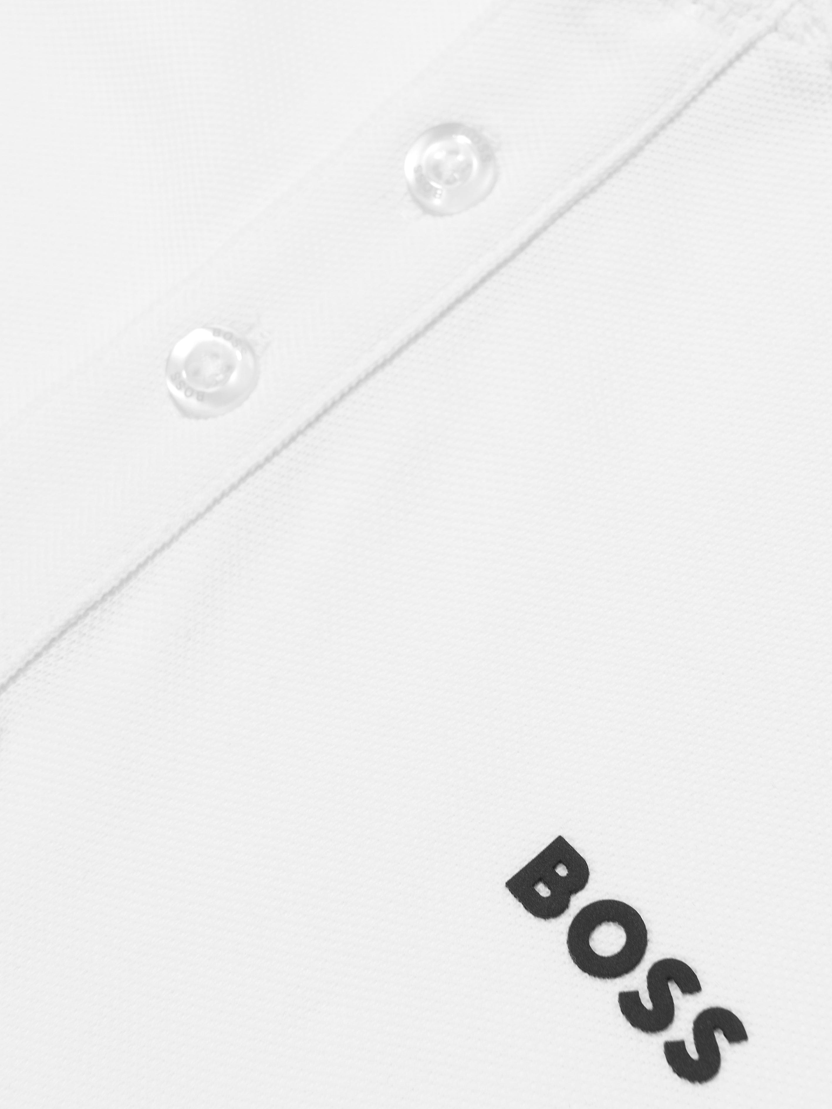 BOSS Boys Logo Polo Shirt in White