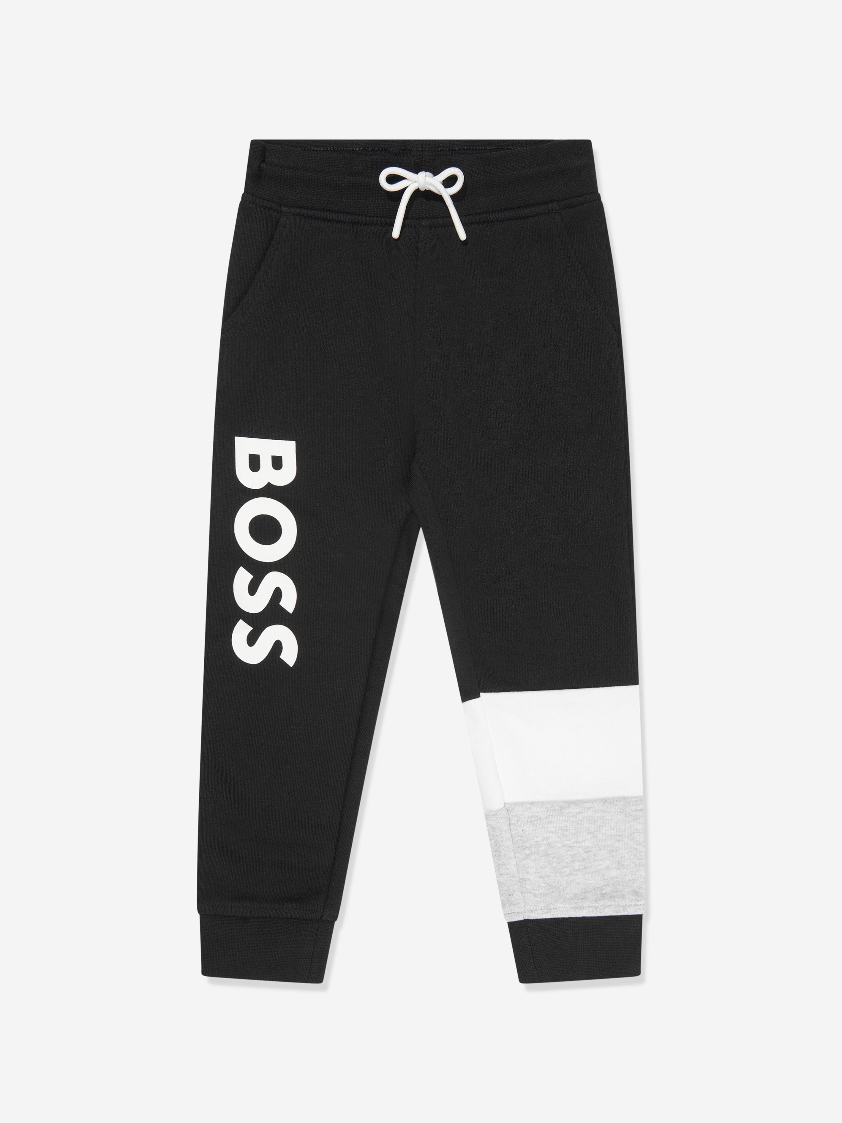 BOSS Boys Logo Print Tracksuit in Black