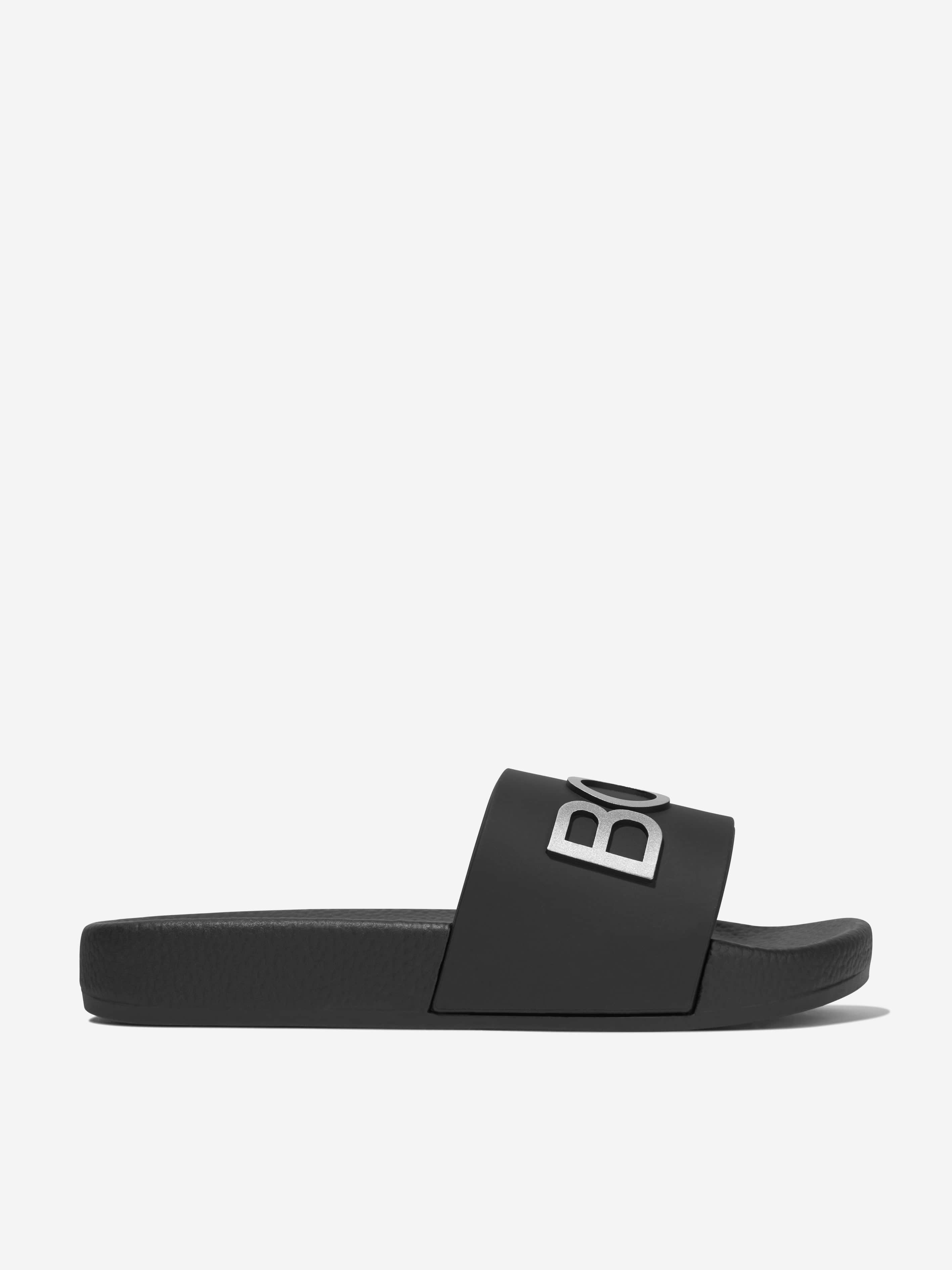 BOSS Boys Logo Sliders in Black