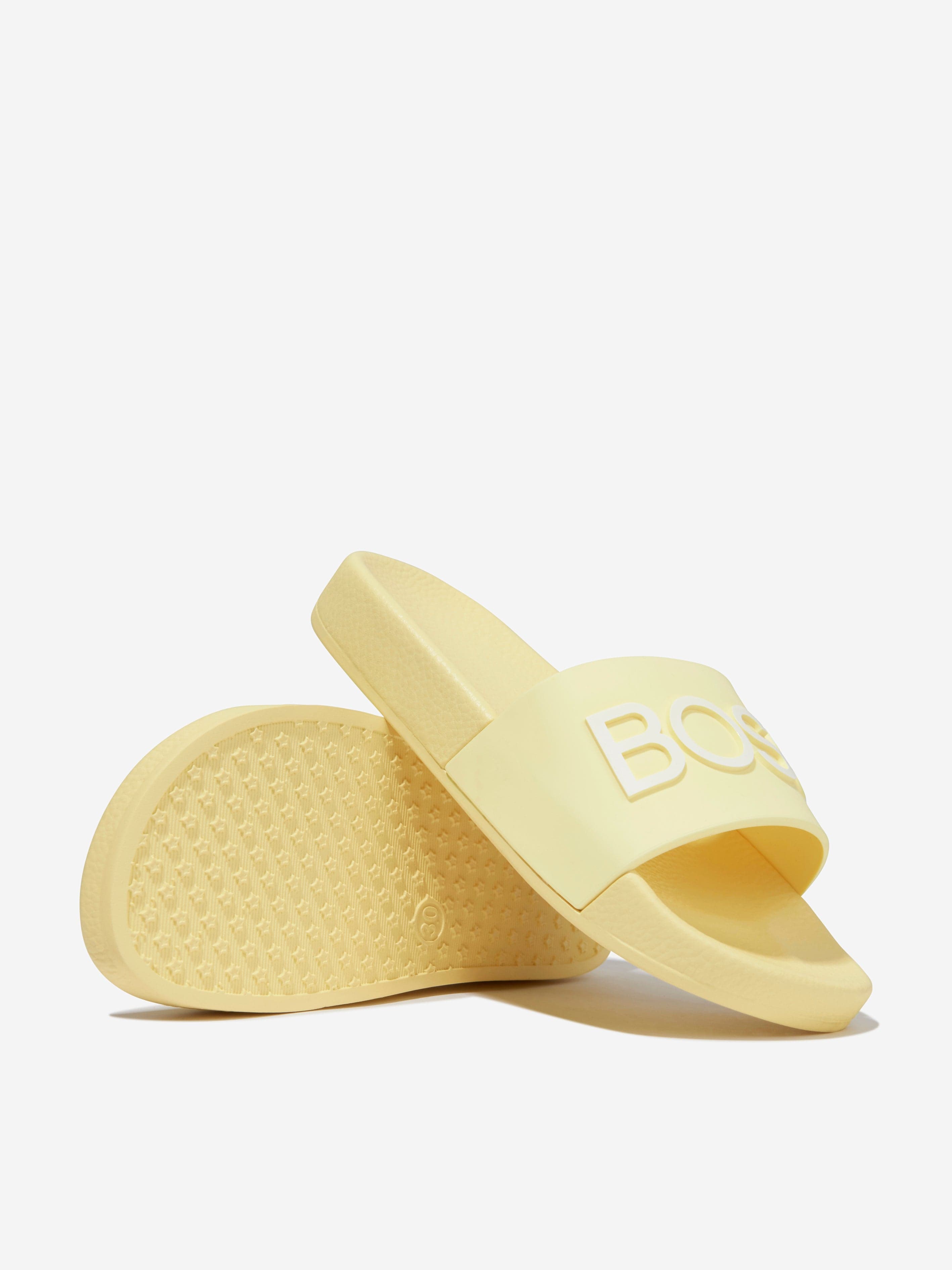 BOSS Boys Logo Sliders in Yellow