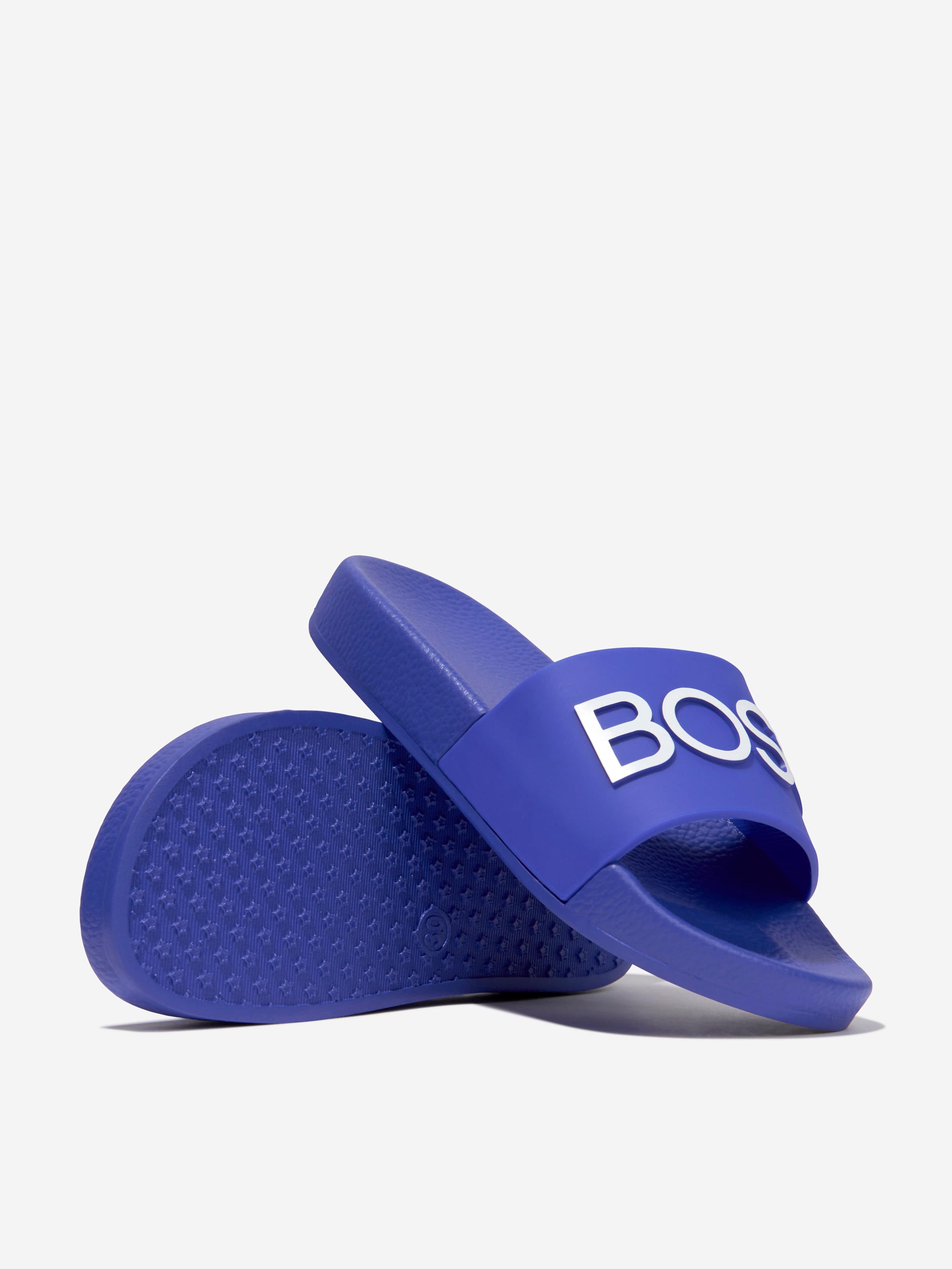 BOSS Boys Logo Sliders in Blue