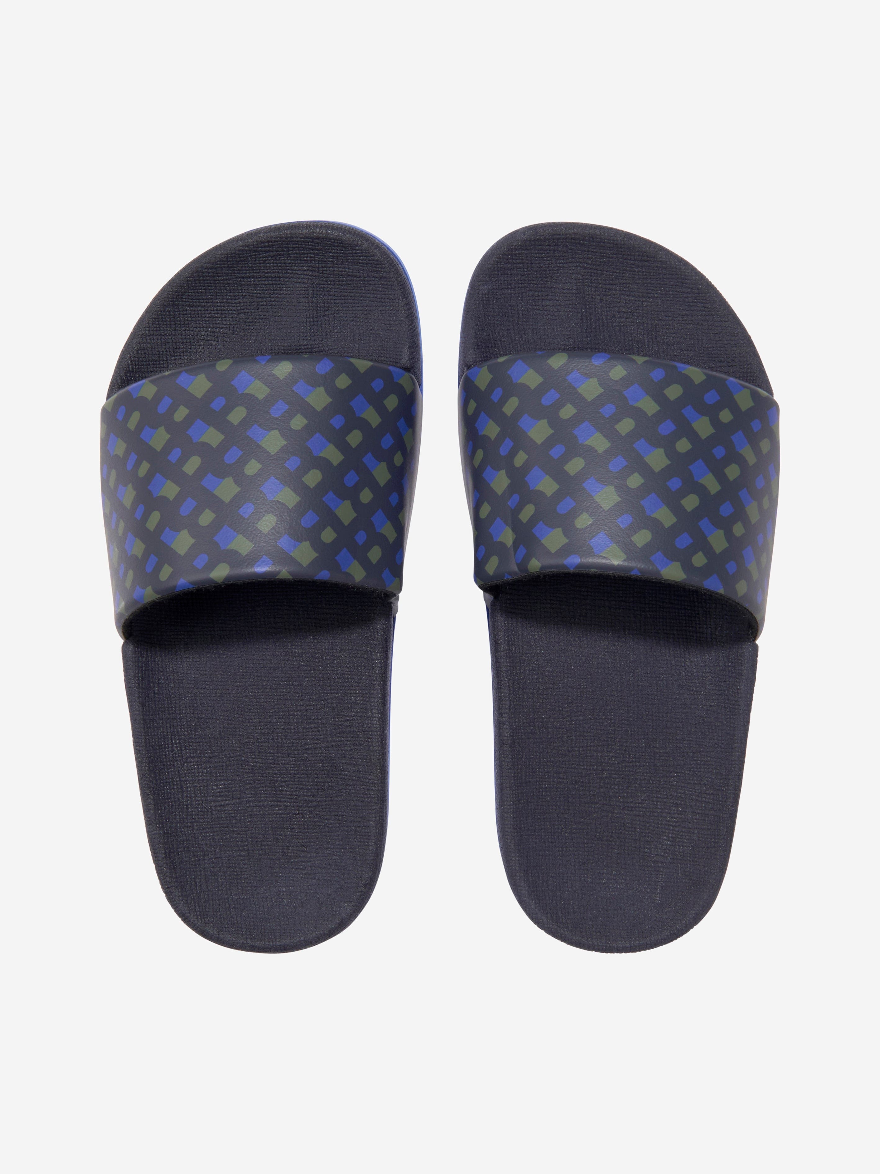 BOSS Boys Monogram Sliders in Navy