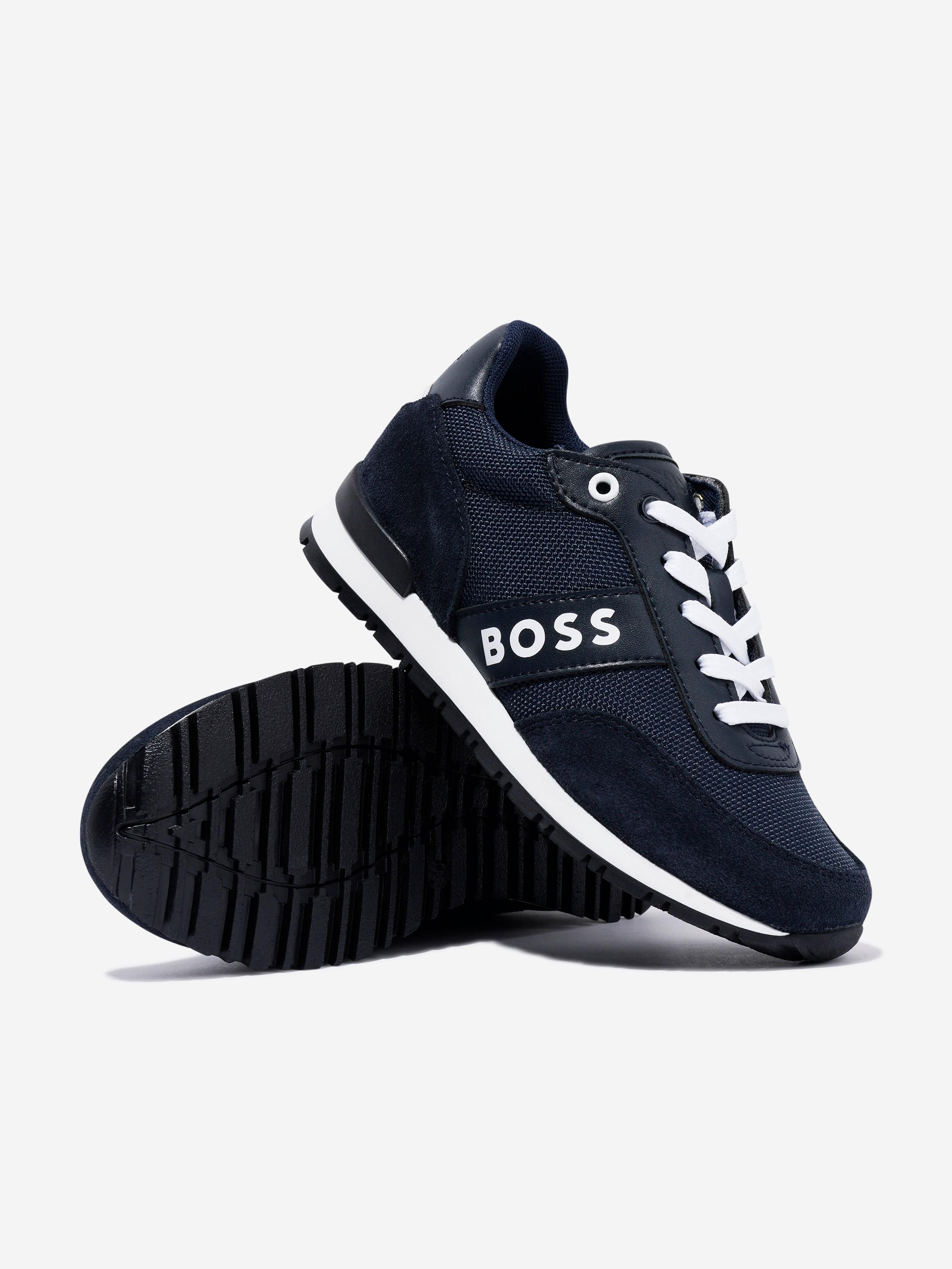 BOSS Boys Retro Runner Trainers in Navy