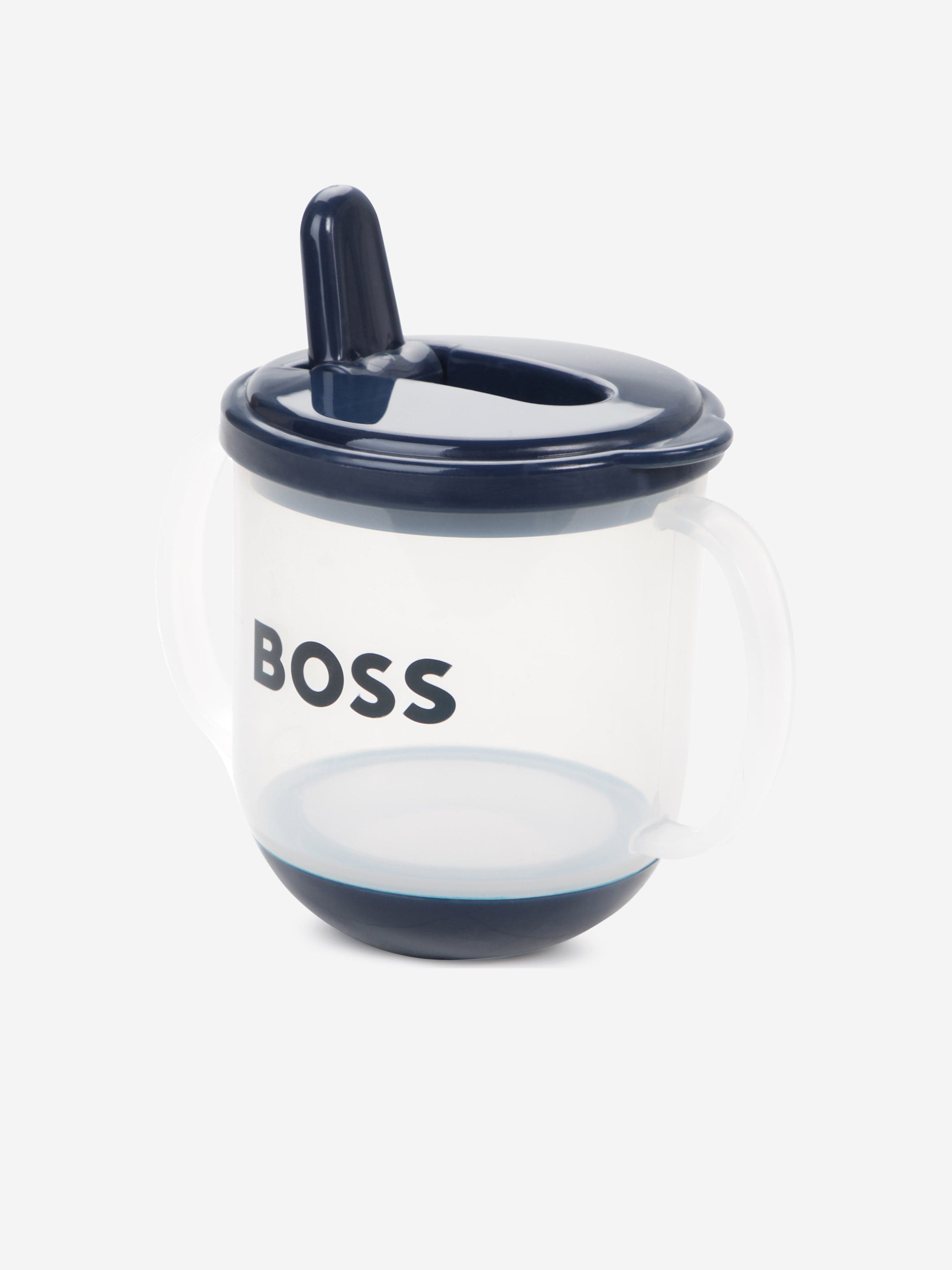 BOSS Baby Logo Print Sippy Cup in Navy