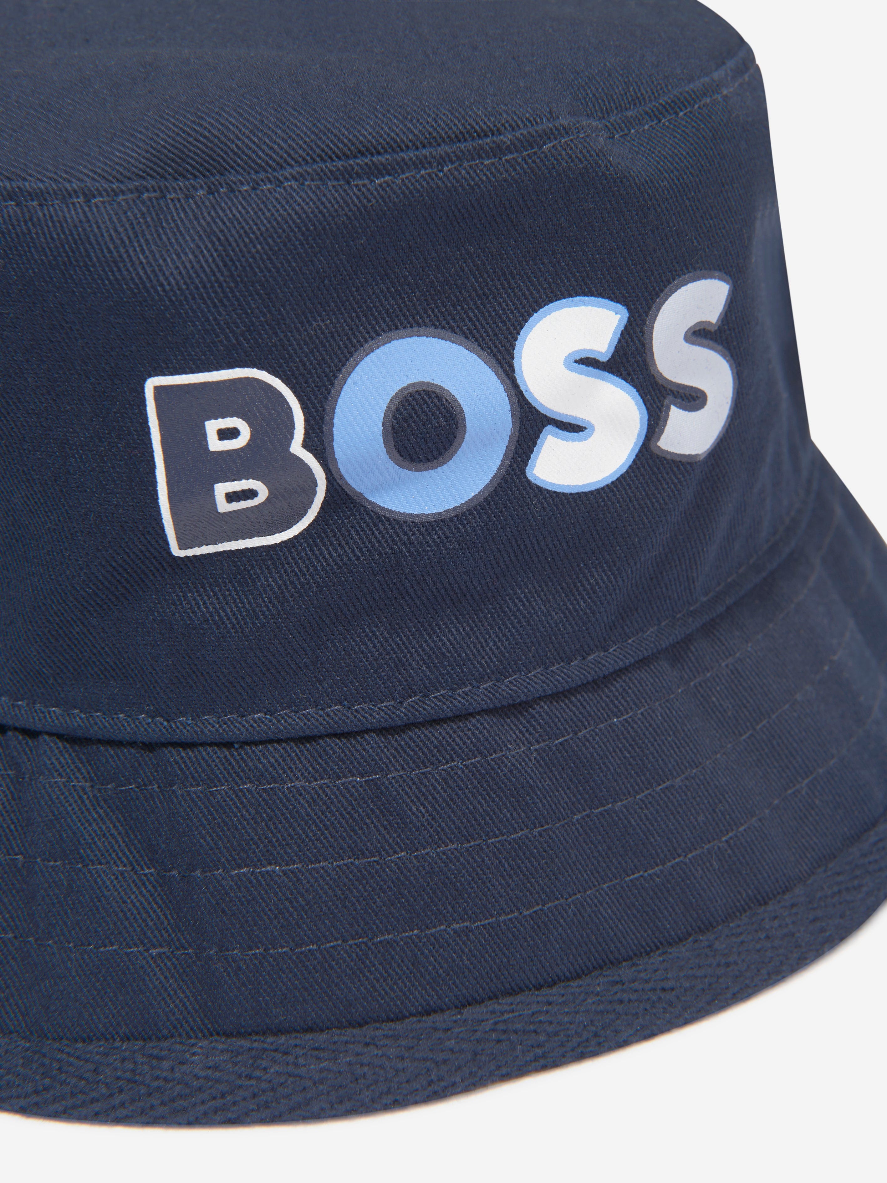 BOSS Baby Boys Logo Bucket Hat in Navy