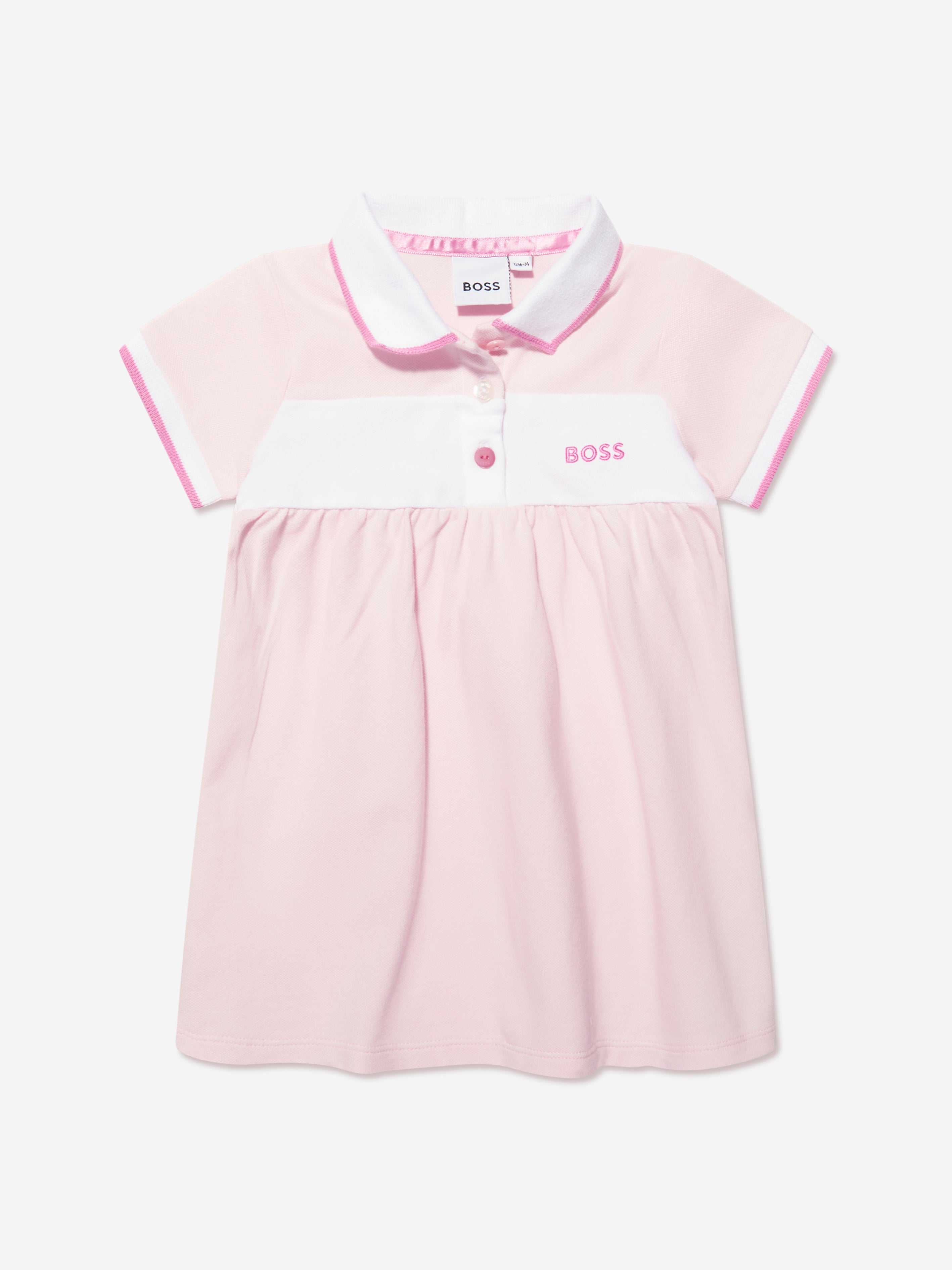 BOSS Baby Girls Organic Cotton Polo Dress in Pink