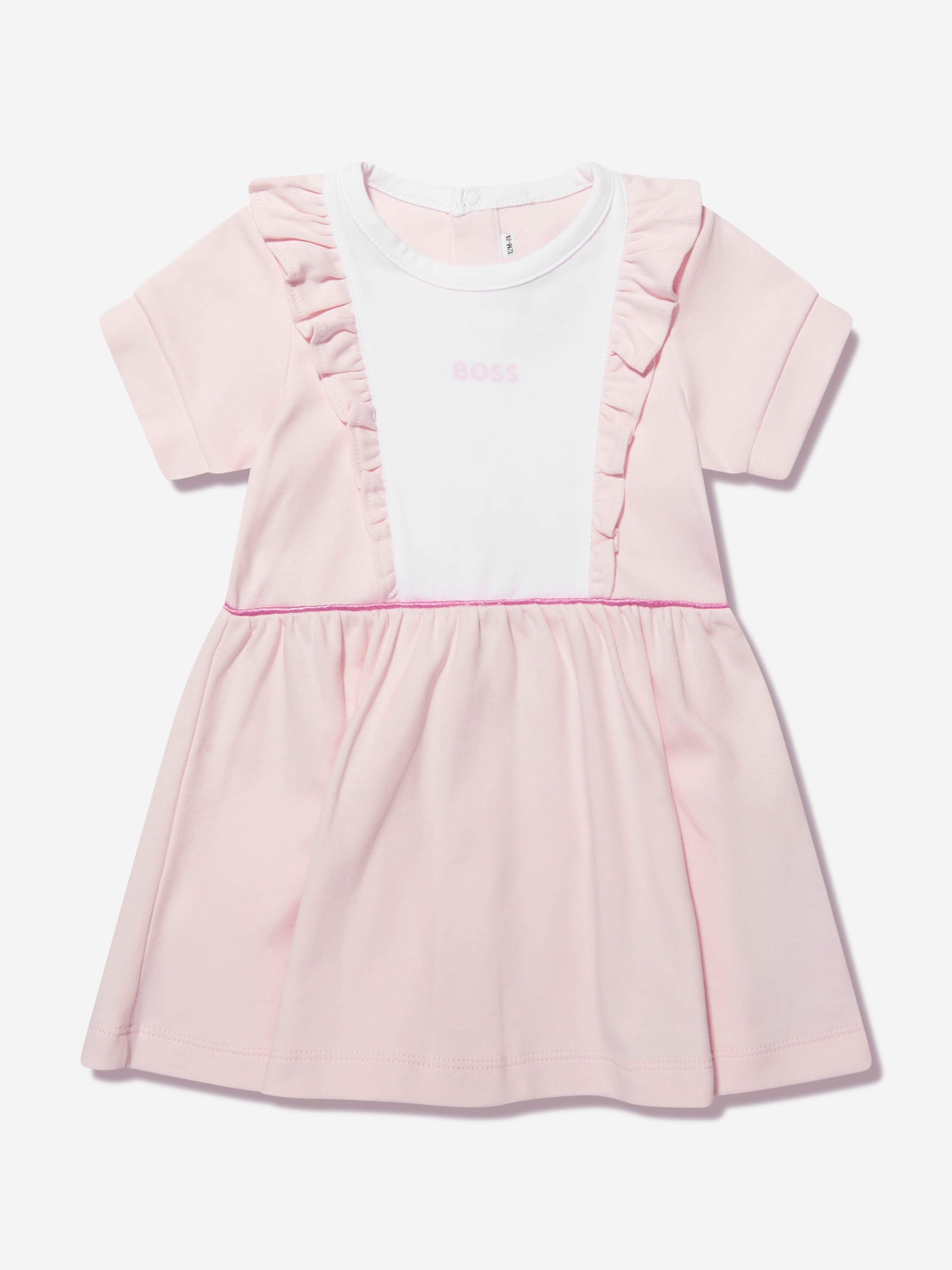 BOSS Baby Girls Organic Cotton Frilly Dress in Pink