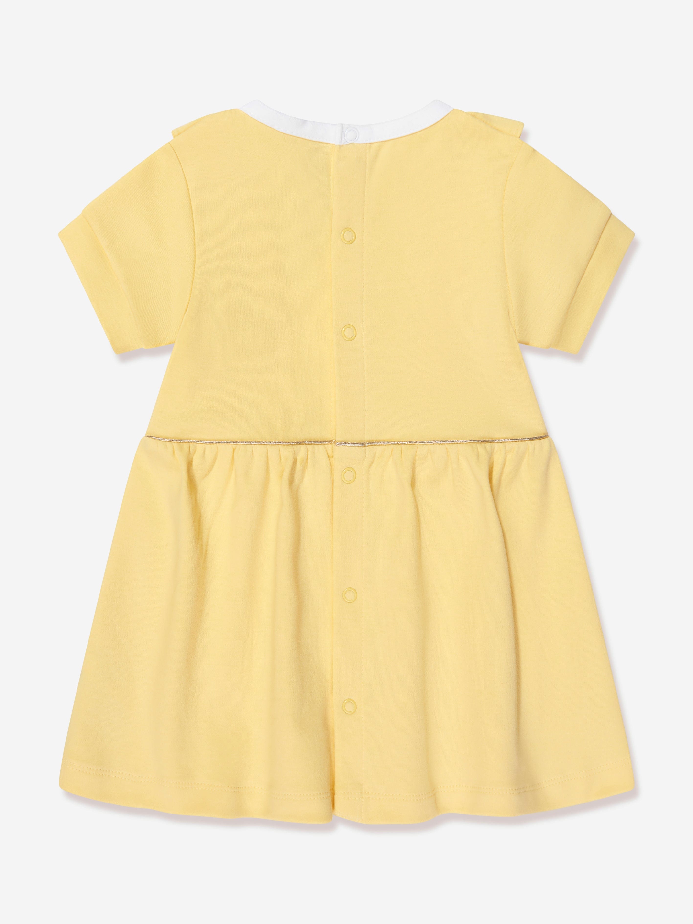 BOSS Baby Girls Organic Cotton Frilly Dress in Yellow