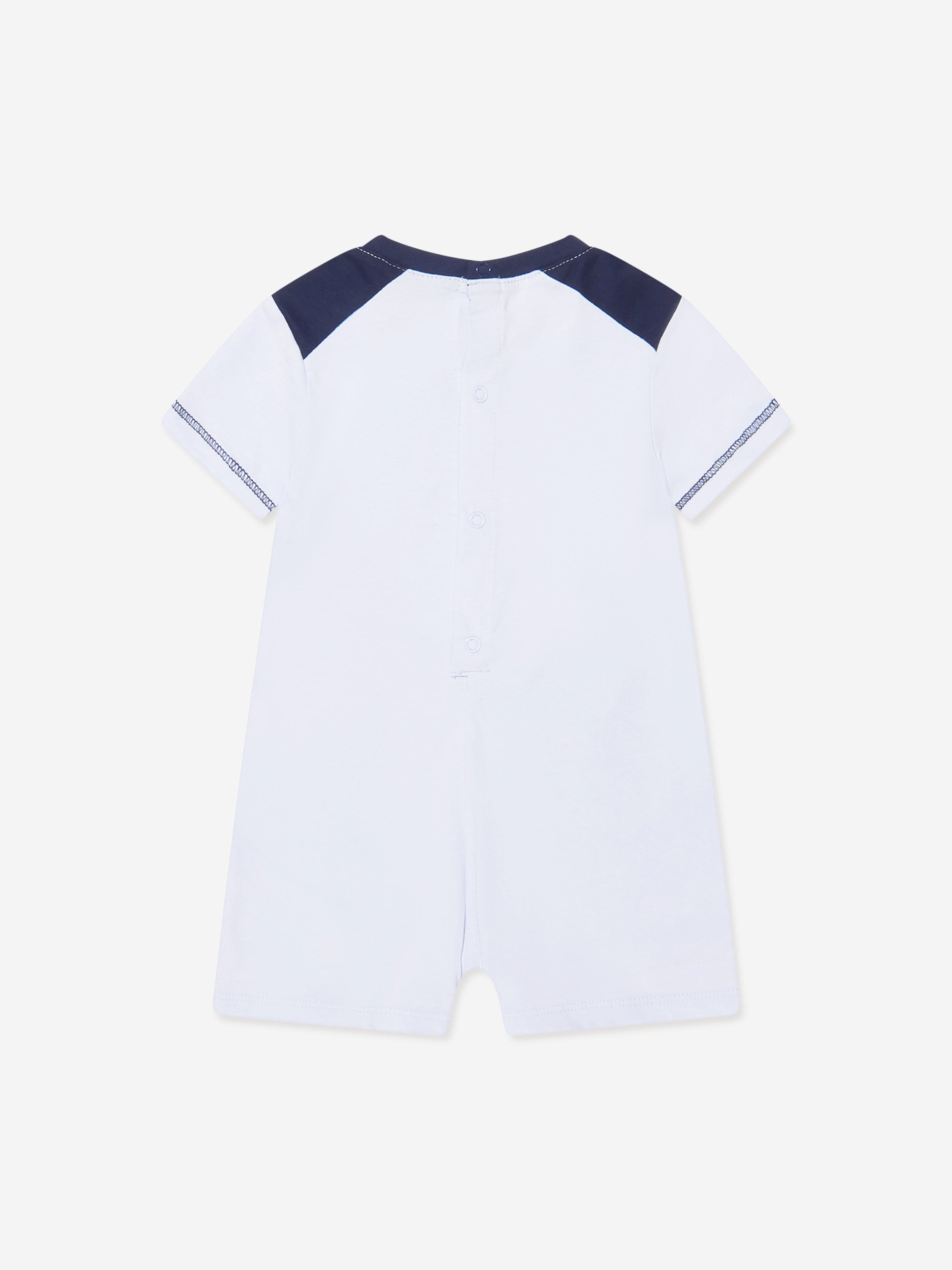 BOSS Baby Boys Organic Cotton Logo Romper in Blue