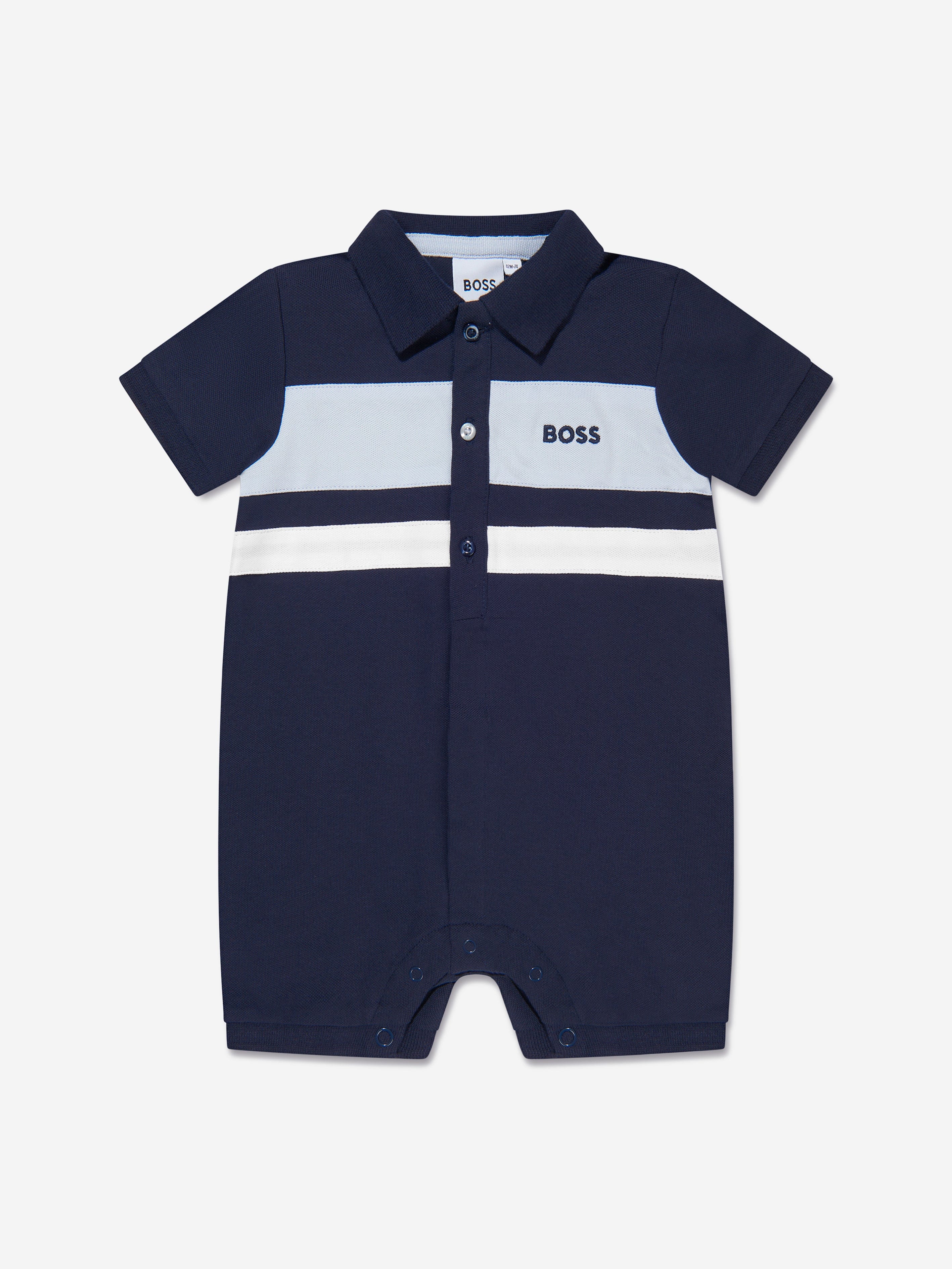 BOSS Baby Boys Polo Romper in Navy