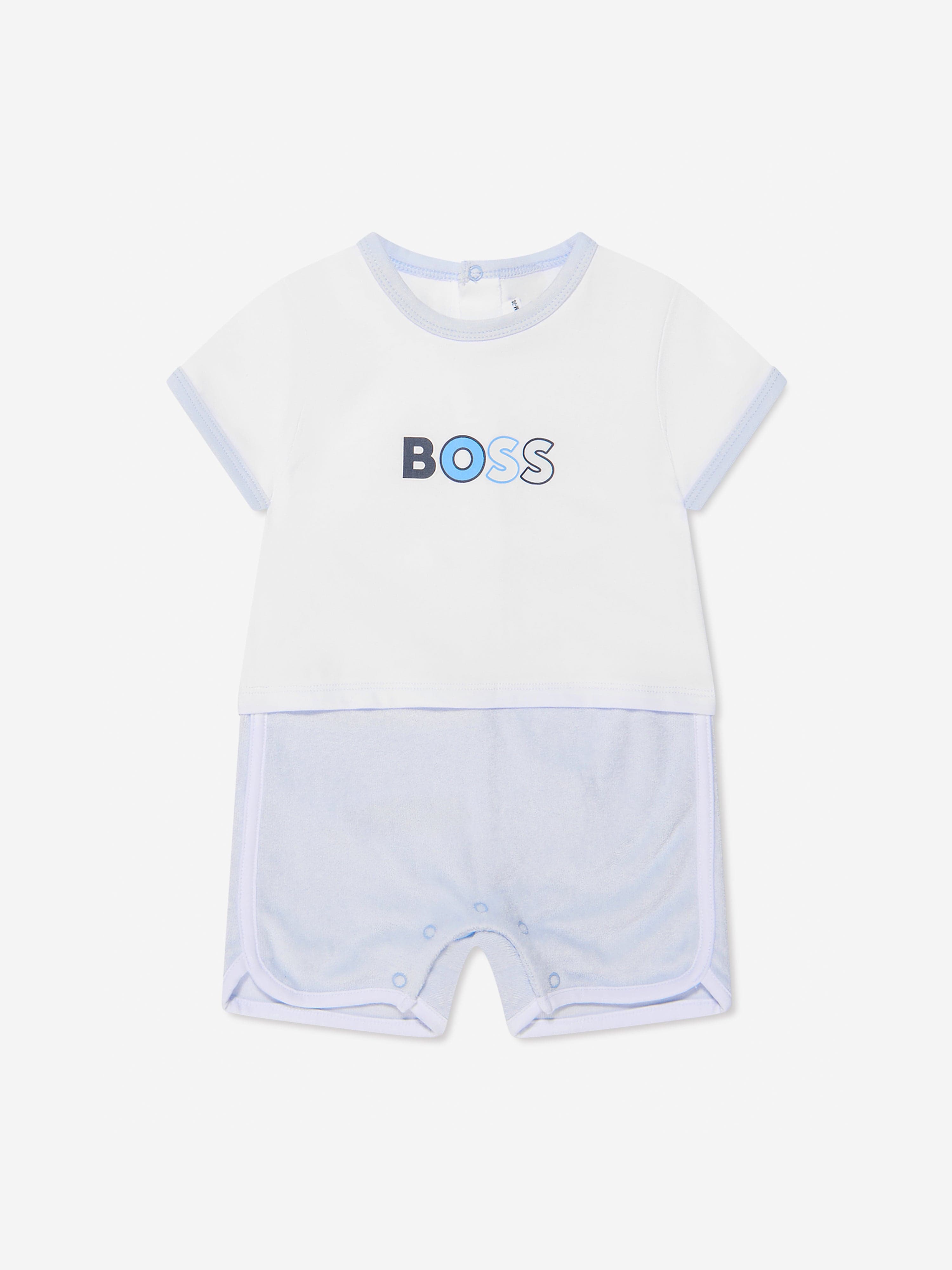 BOSS Baby Boys Organic Cotton Romper in Blue