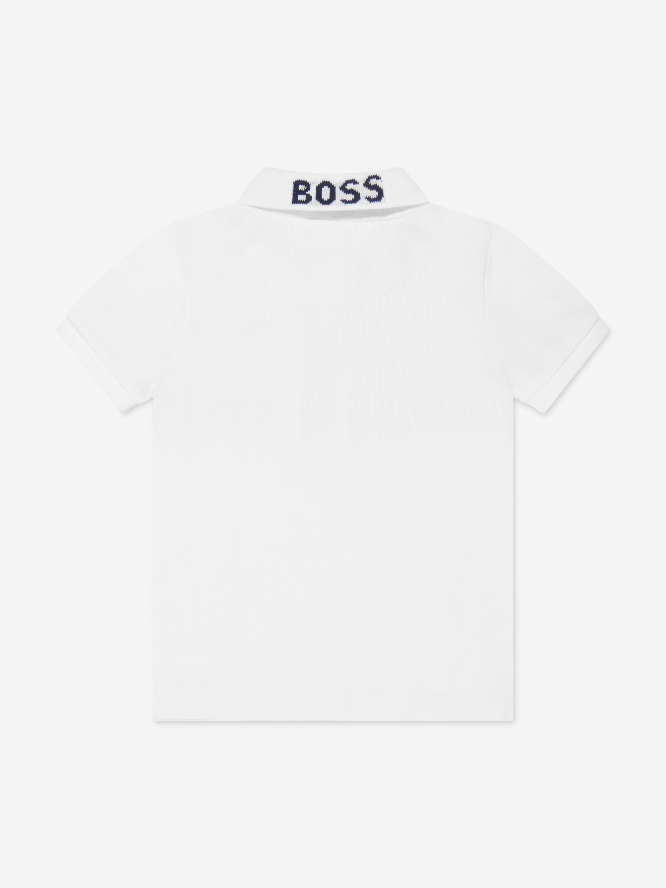 BOSS Baby Boys Striped Polo Shirt in White