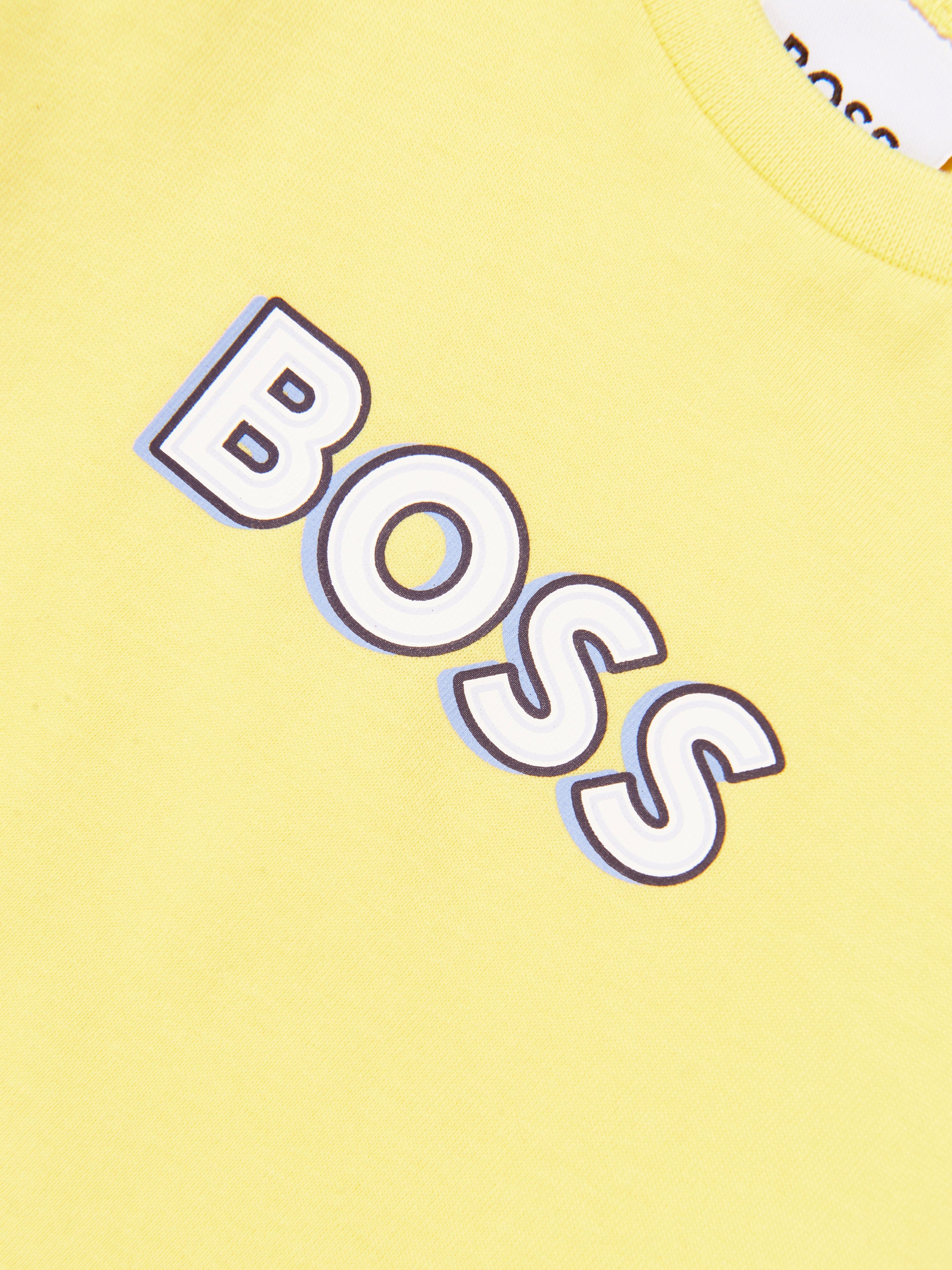 BOSS Baby Boys Organic Cotton Logo T-Shirt in Yellow