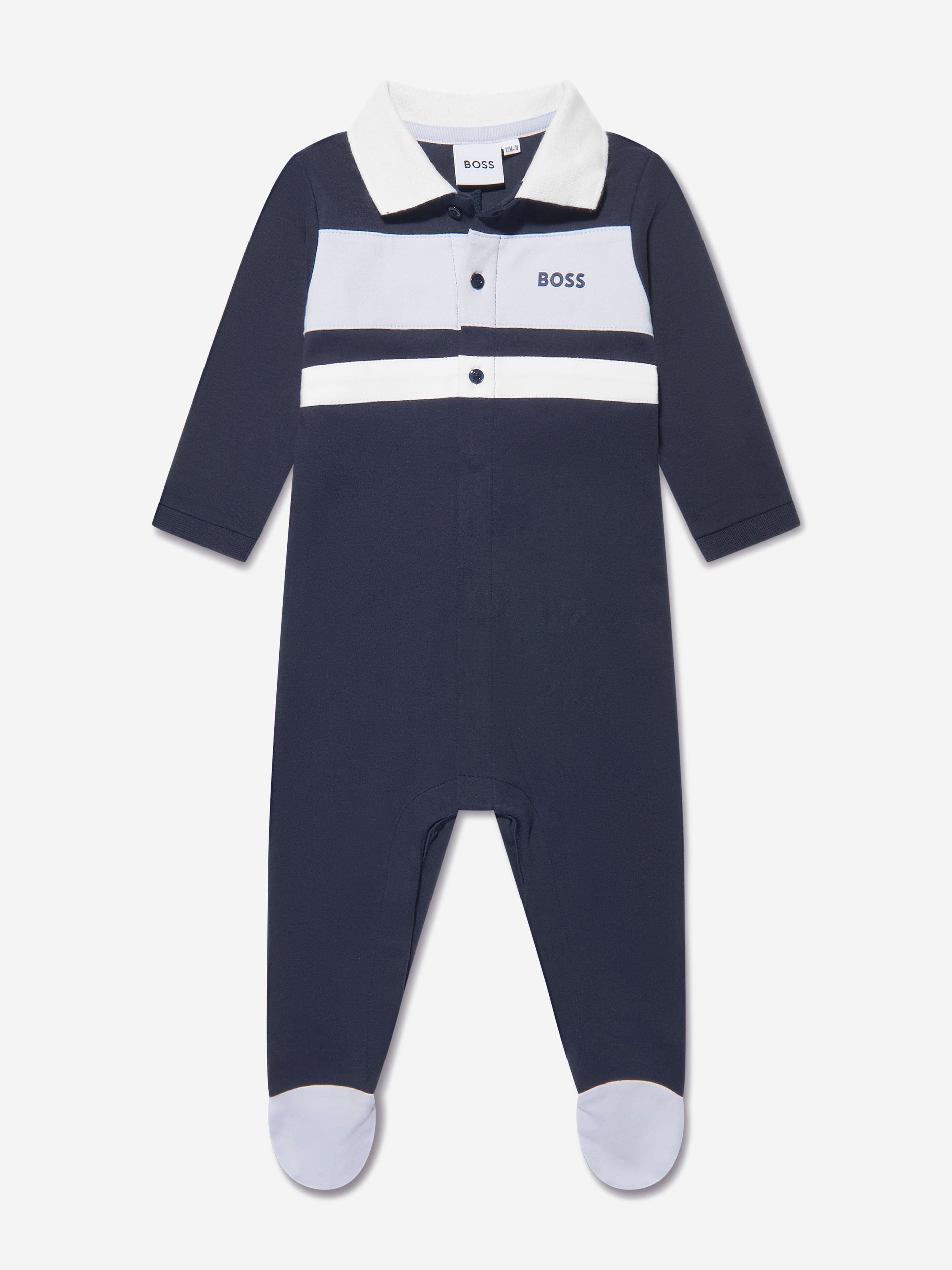 BOSS Baby Boys Organic Cotton Polo Babygrow in Navy