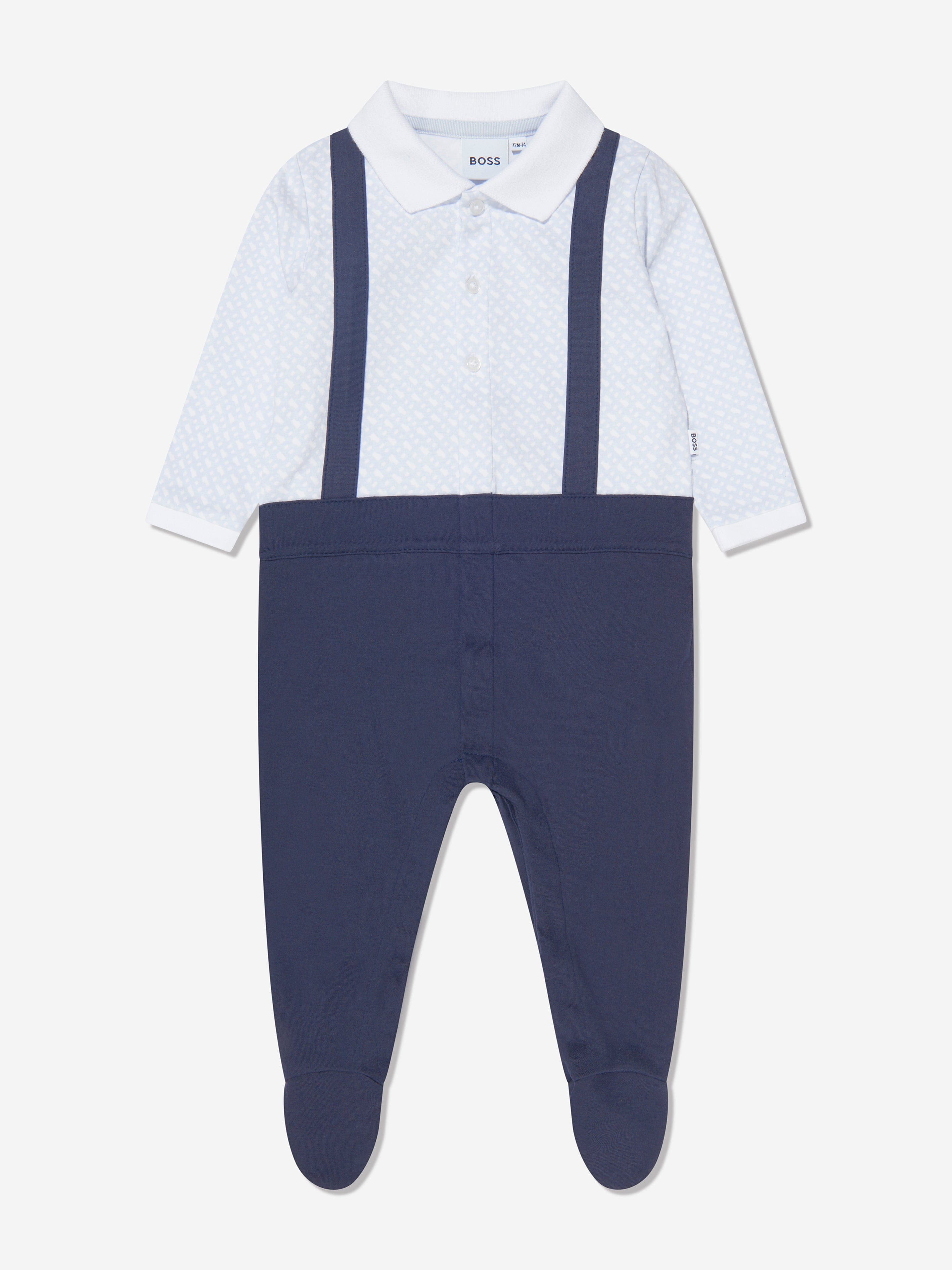 BOSS Baby Boys Organic Cotton Shirt Babygrow in Navy