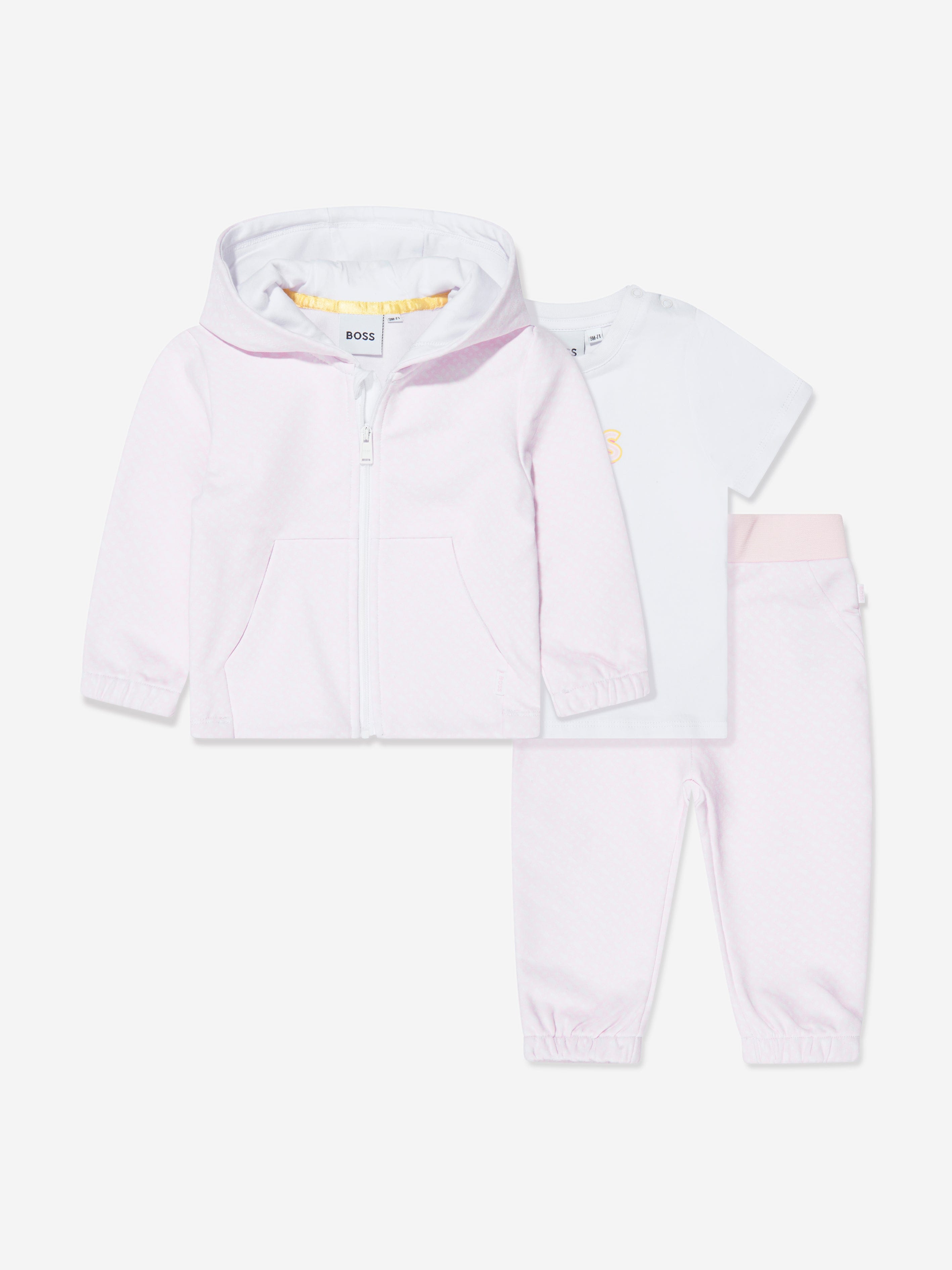 BOSS Baby Girls Organic Cotton Tracksuit Set in Pink