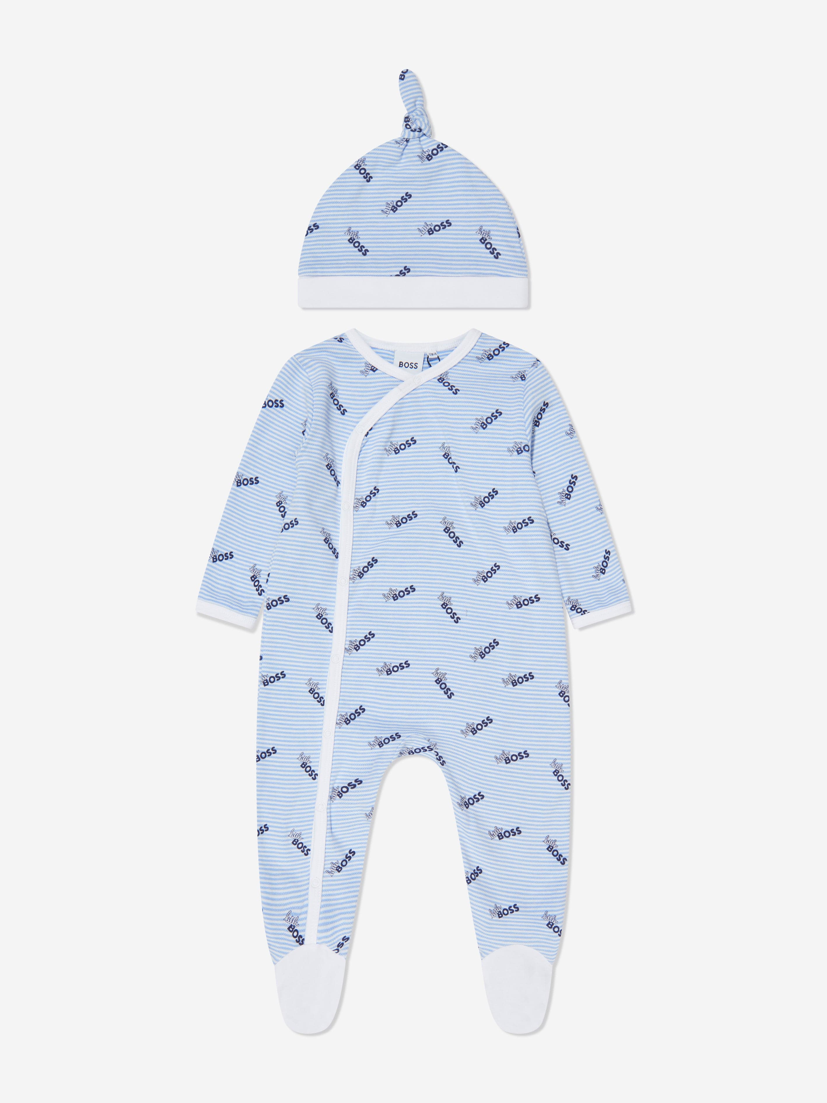 BOSS Baby Boys Organic Cotton Babygrow Set in Blue