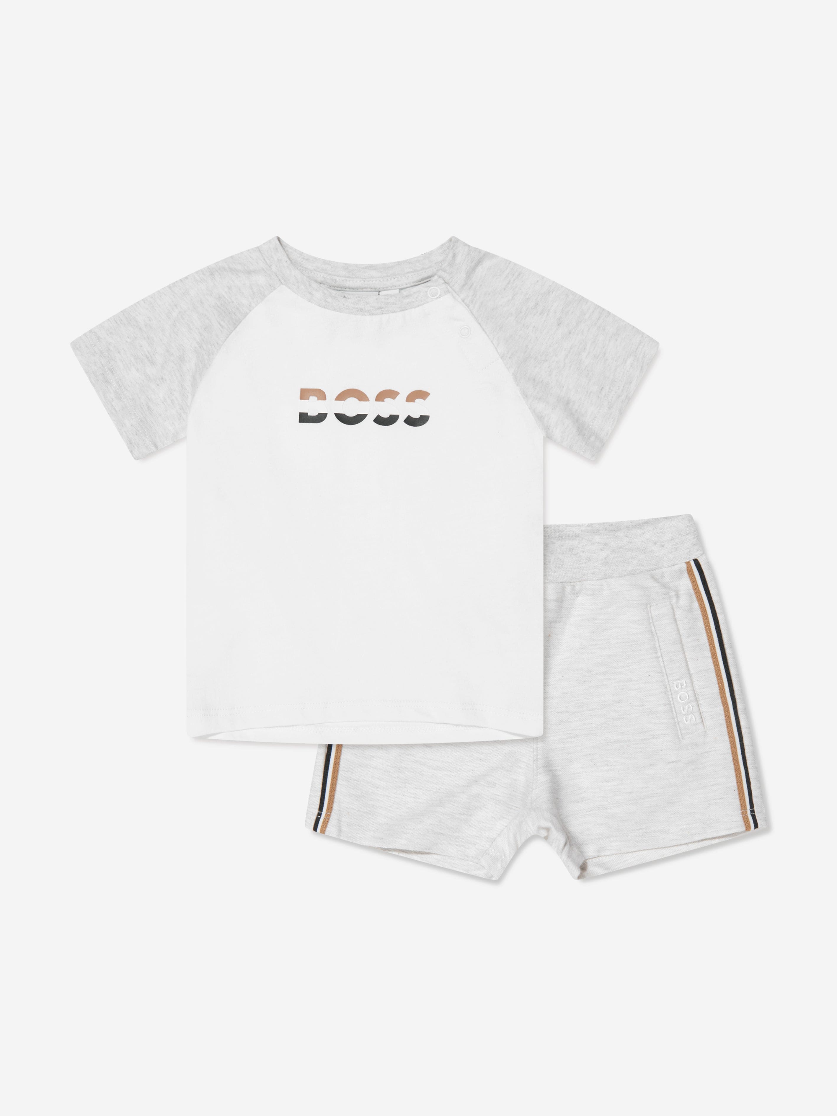 BOSS Baby Boys Organic Cotton Shorts Set in Grey