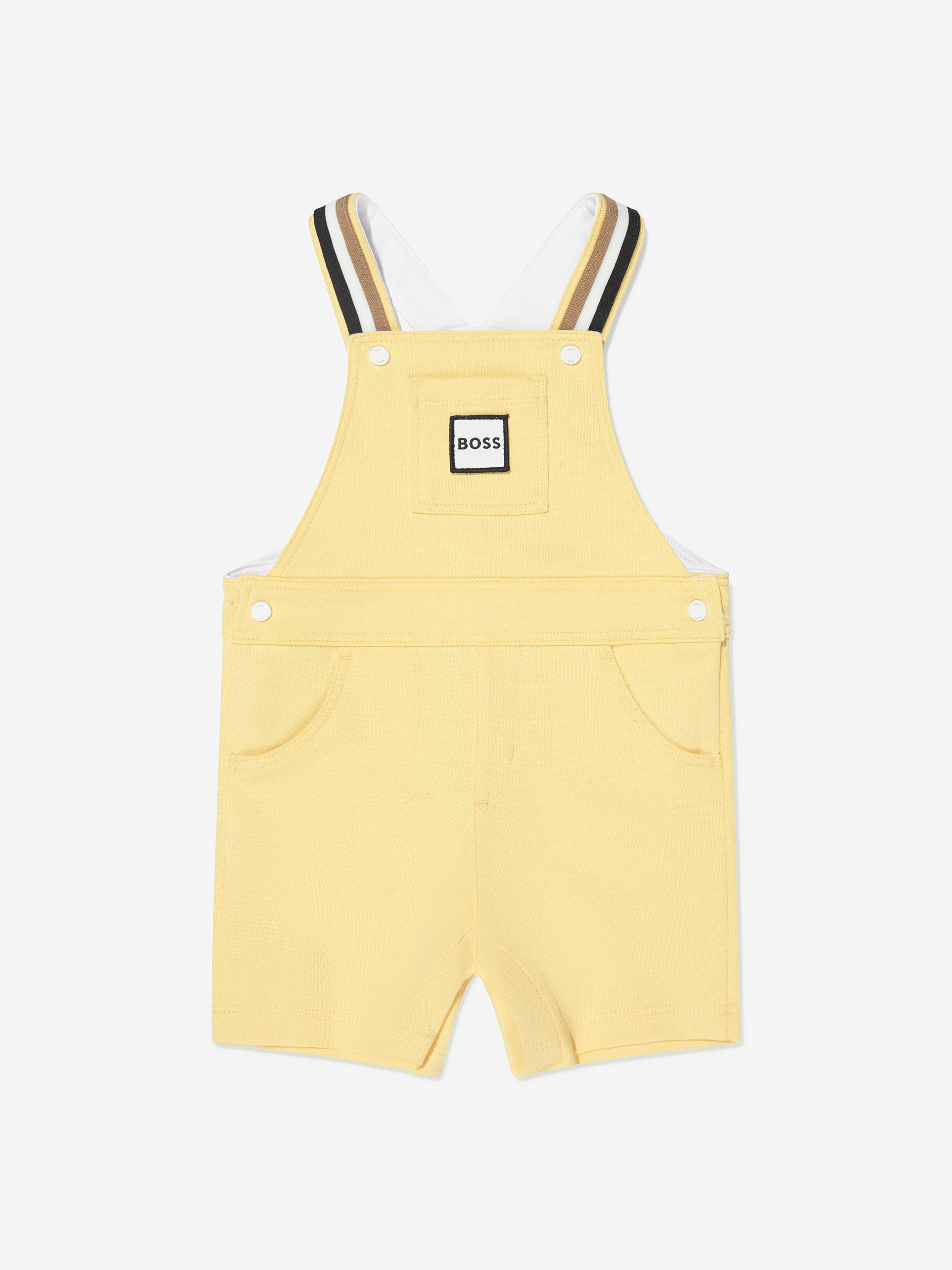 BOSS Baby Boys Organic Cotton Dungarees Set in Yellow