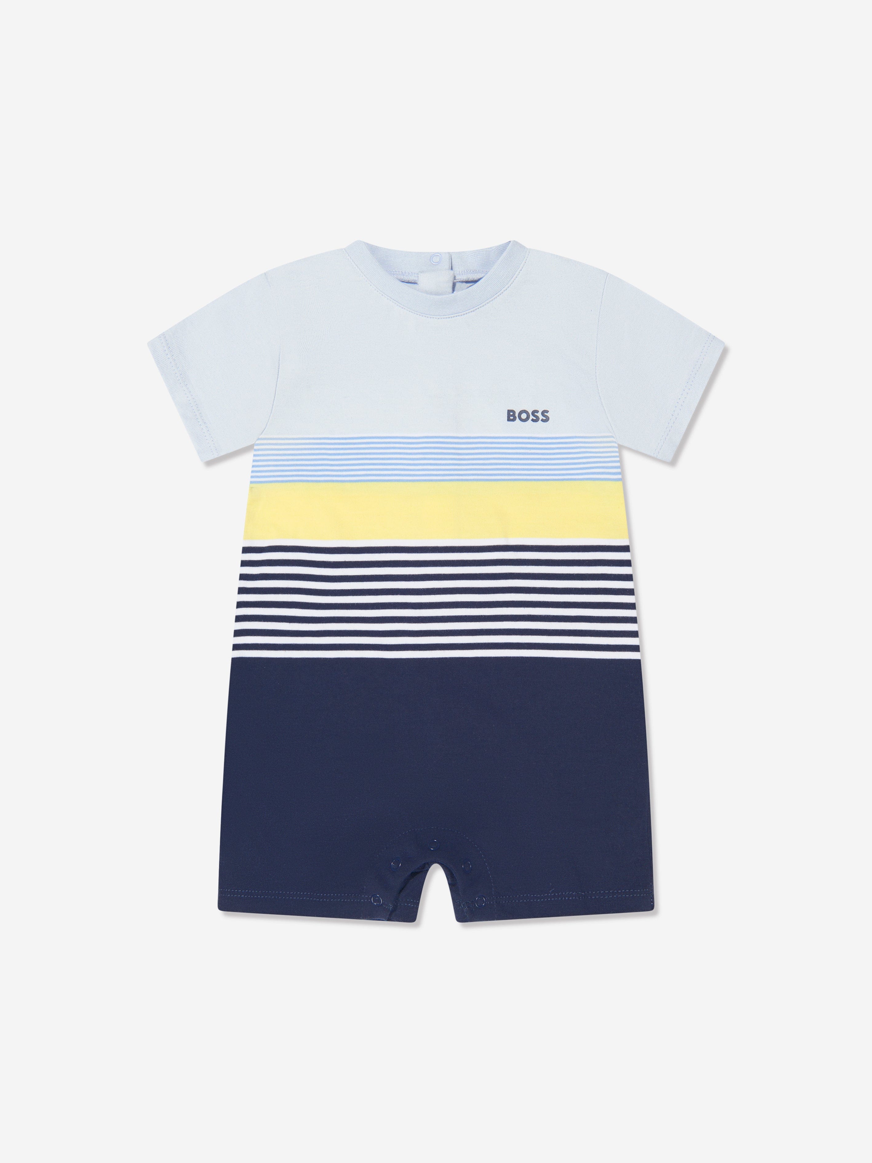 BOSS Baby Boys Organic Cotton Romper Set in Blue