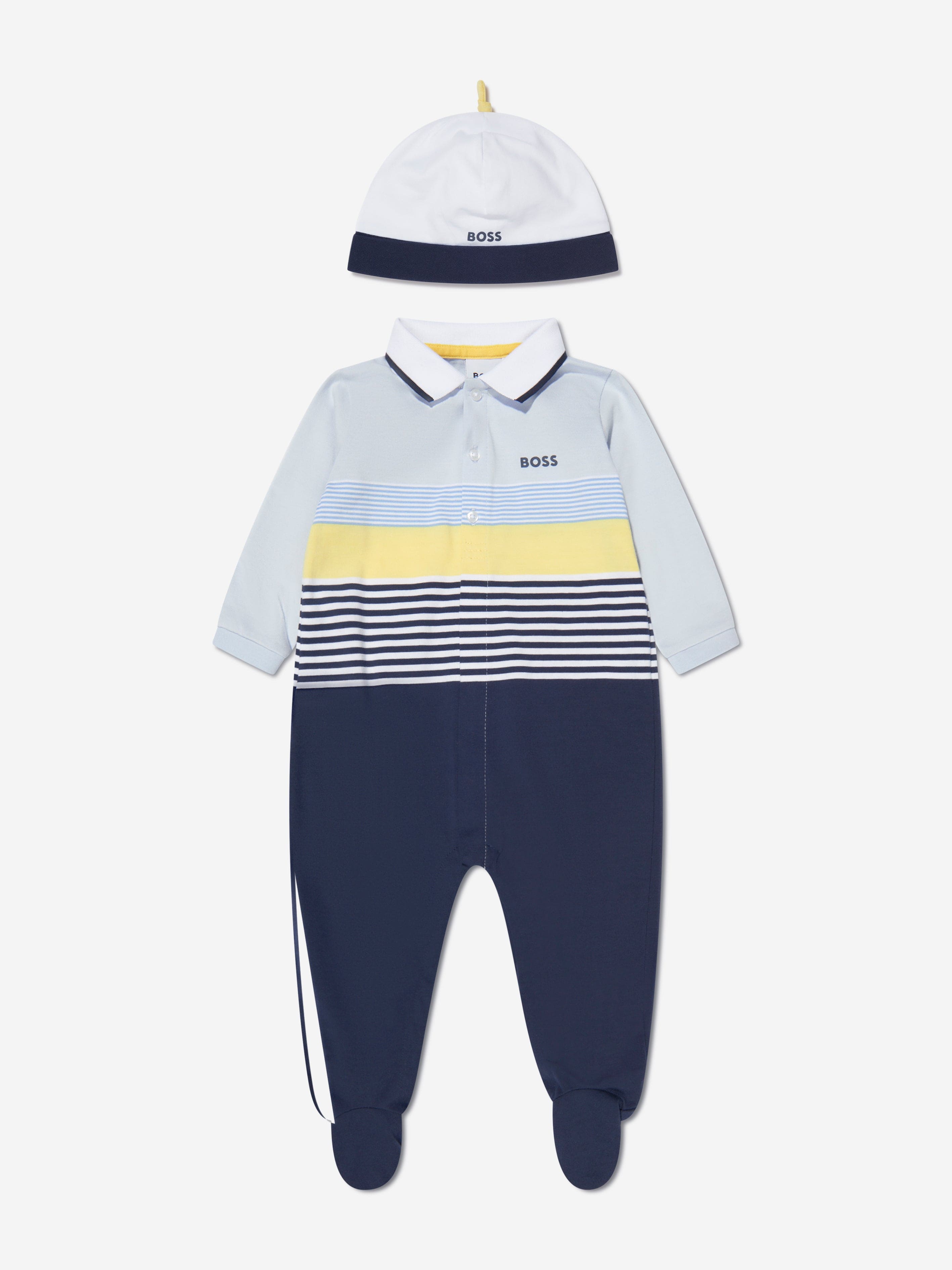 BOSS Baby Boys Organic Cotton Polo Babygrow Set in Blue